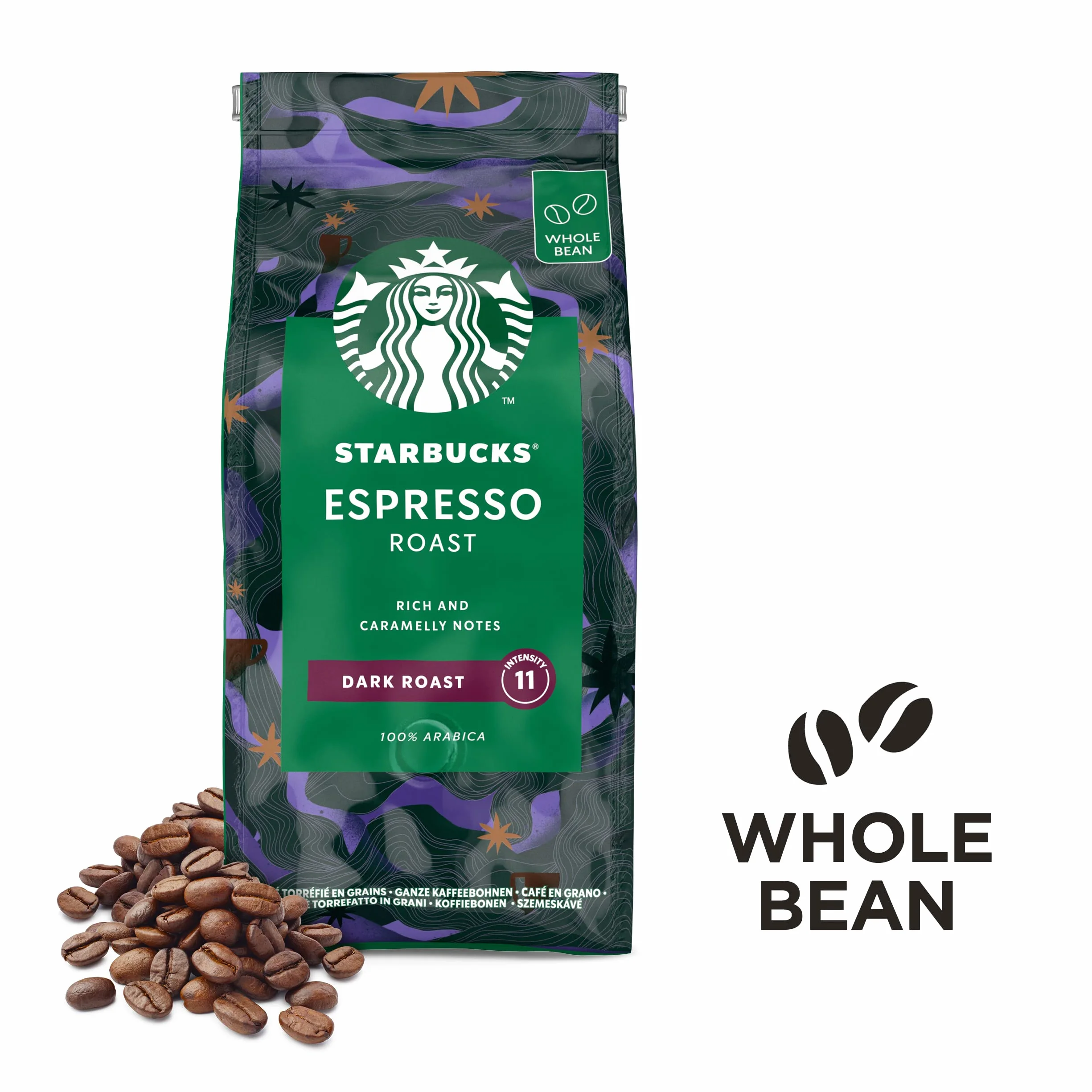 STARBUCKS Espresso Roast Caffè in grani Tostatura Forte, 6 Sacchetti da 200g (1,2kg)