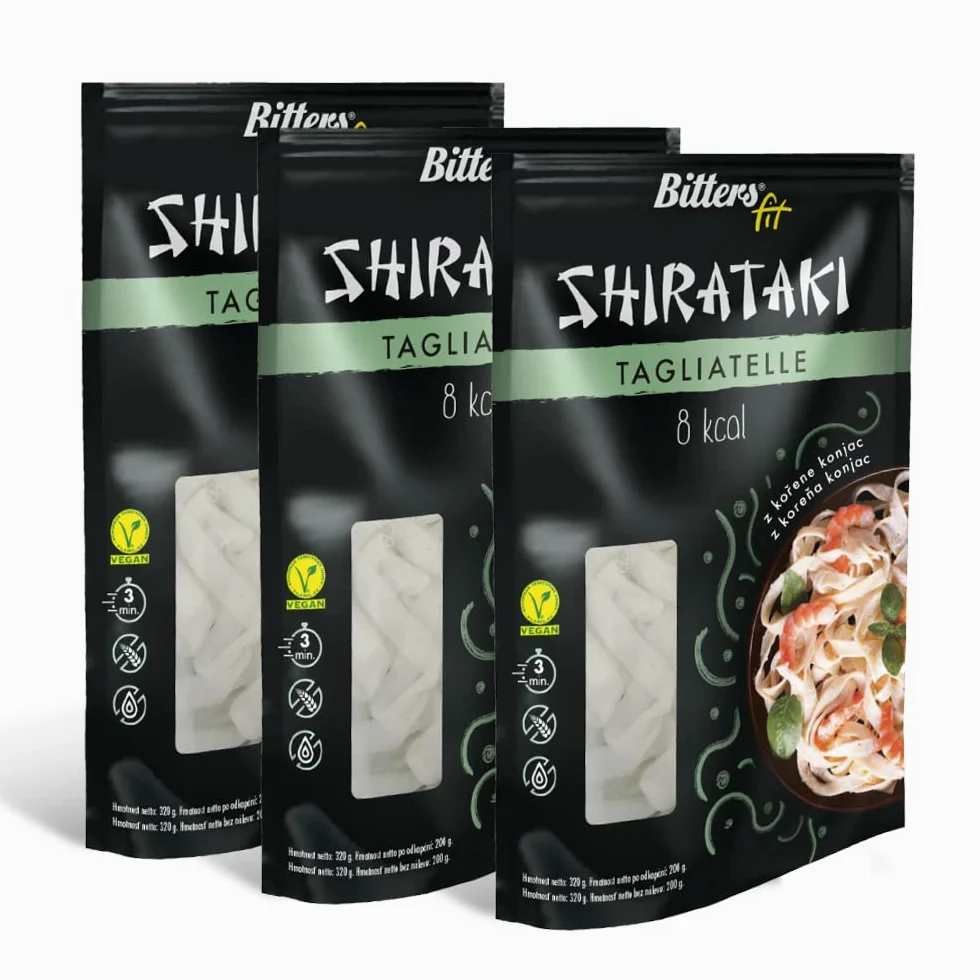 Bitters Shirataki Pasta di Konjac - Tagliatelle - 3x200g, Keto, Low Carb, Vegan