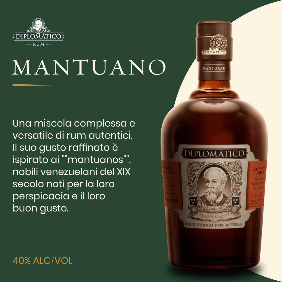 Diplomático Mantuano 70cl - Rum premium invecchiato. 40% vol.