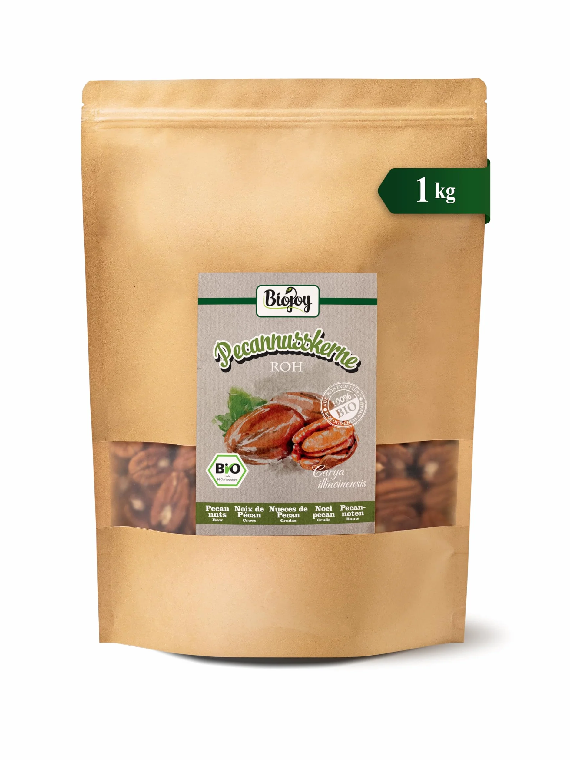 Biojoy Noci Pecan BIO (1 kg), Noci Pecan a metà, crude e non salate