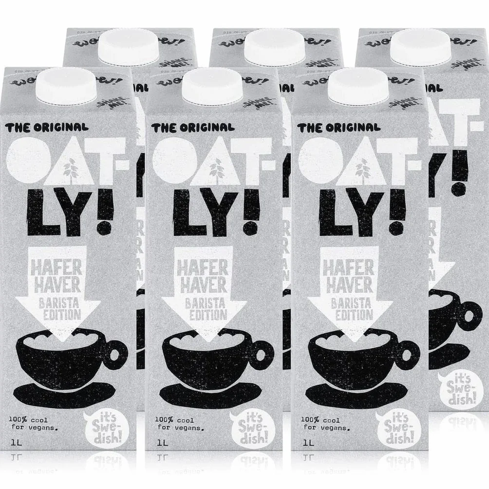 Oatly, Drink Vegetale all'Avena Barista Edition, Bevanda Perfetta per la Colazione, Ottimo per Creare la Schiuma come al Bar, Perfetto per Cucinare Pietanze o Dolci, Ideale a Colazione, 6 Brick da 1 L