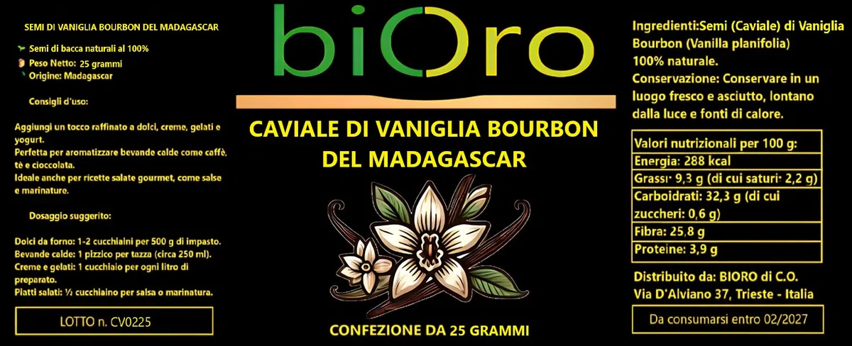 Caviale di Vaniglia Bourbon del Madagascar 25g – Semi di Vaniglia Puri – Polpa Estratta a Mano da Baccelli Selezionati – Ideale per Dolci, Gelati e Pasticceria