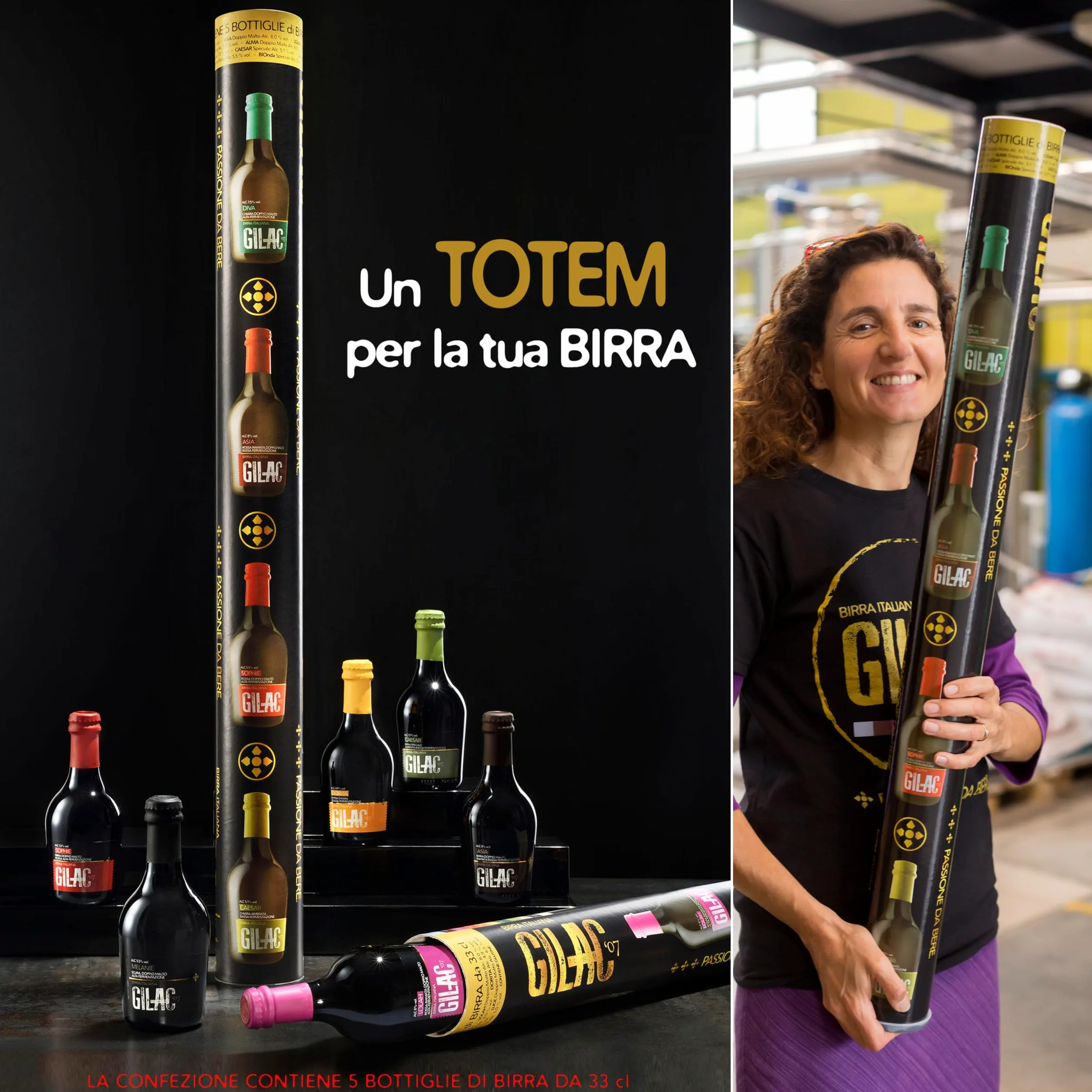 Birre artigianali confezione regalo Totem 5 bottiglie da 33cl, Birra artigianale Italiana di alta qualità, Degustazione birra selezione premium - Idea regalo