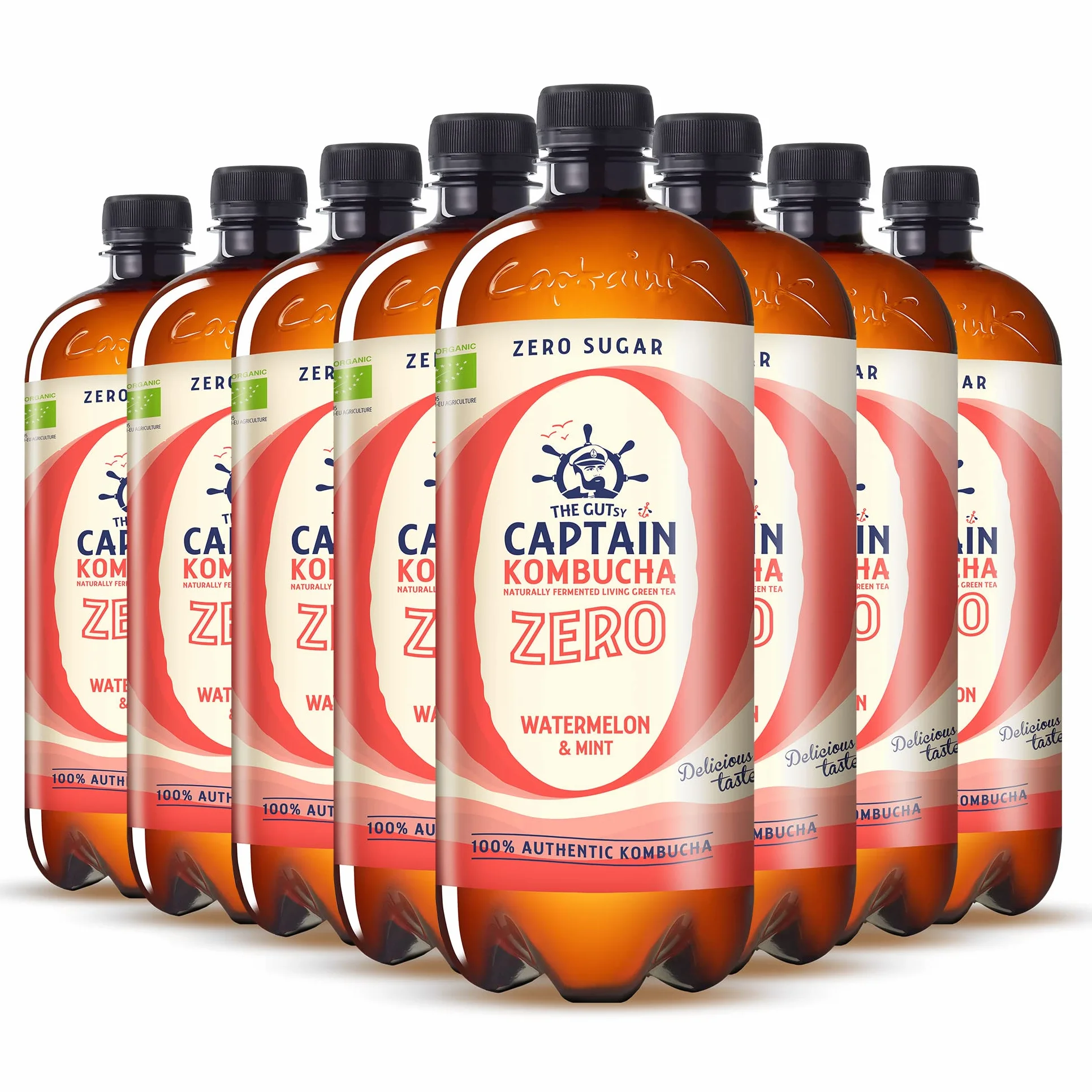 The Gutsy Captain Kombucha ZERO - Te Kombucha, ZERO zucchero, ZERO calorie, Raw Vegan - 8 x 1000 ml (MixBox)