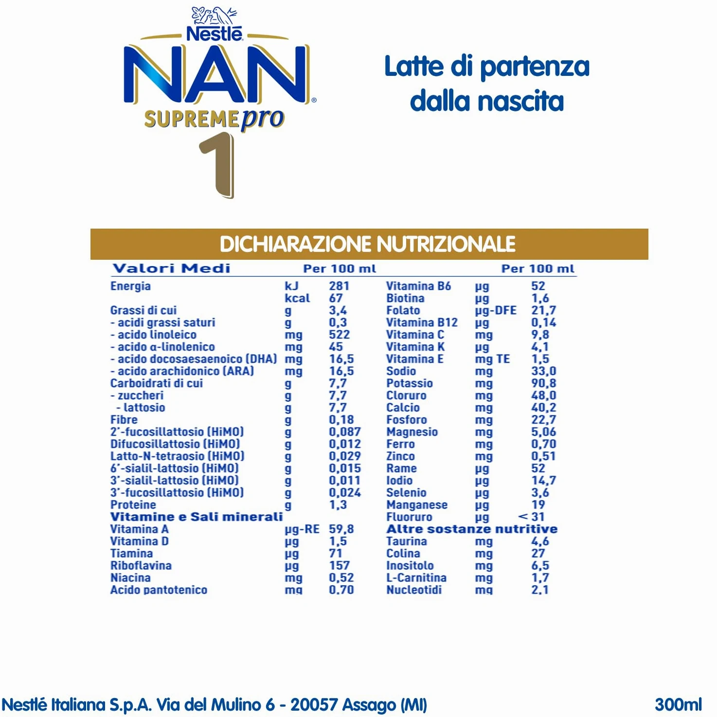NESTLÉ NAN SUPREMEpro 1 Latte per Lattanti Liquido dalla nascita, 12 Brick da 300ml (3,6L)
