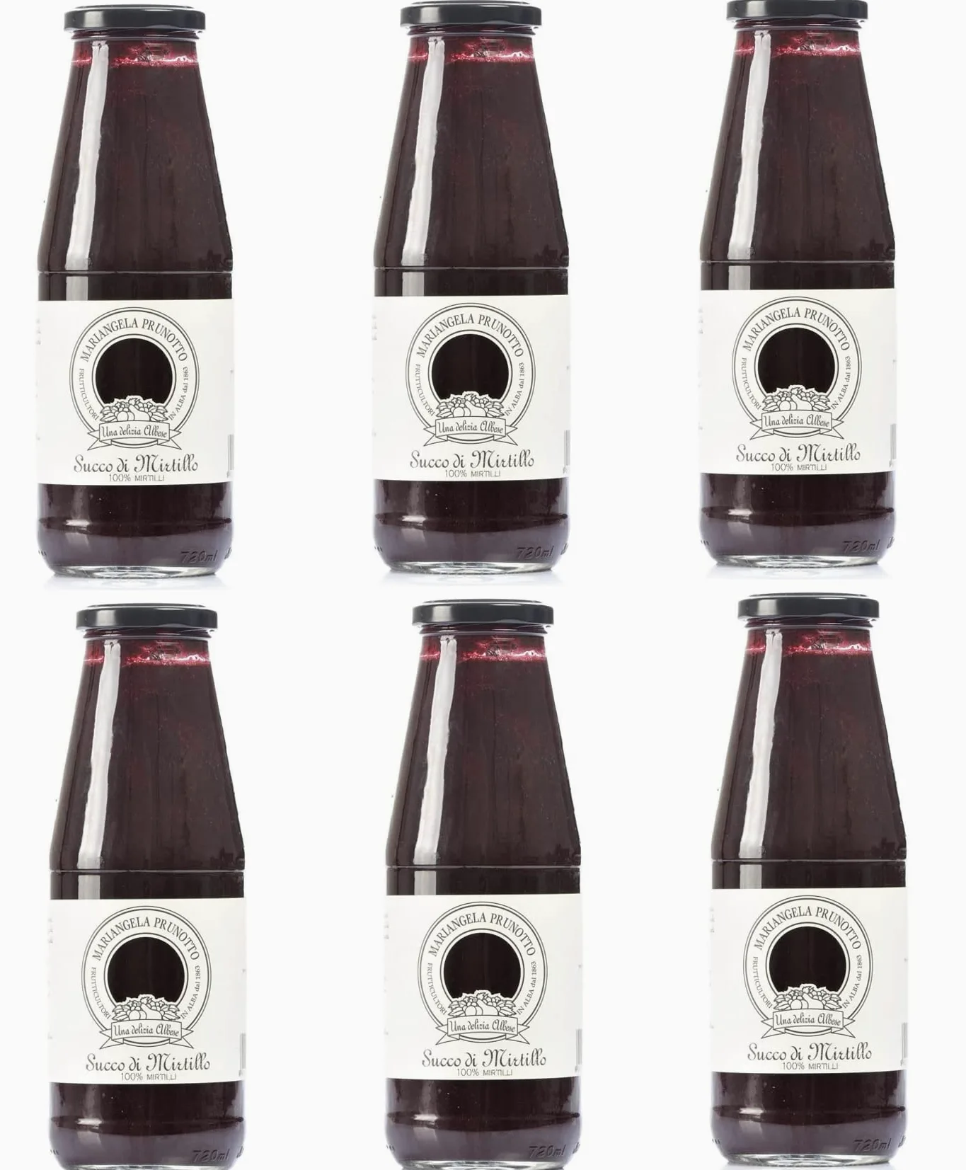Mariangela Prunotto - Una Delizia Albese - Frutticultori in Alba dal 1863 Succo di Mirtillo, 6 Confezioni da 690 Ml (6x690ml)