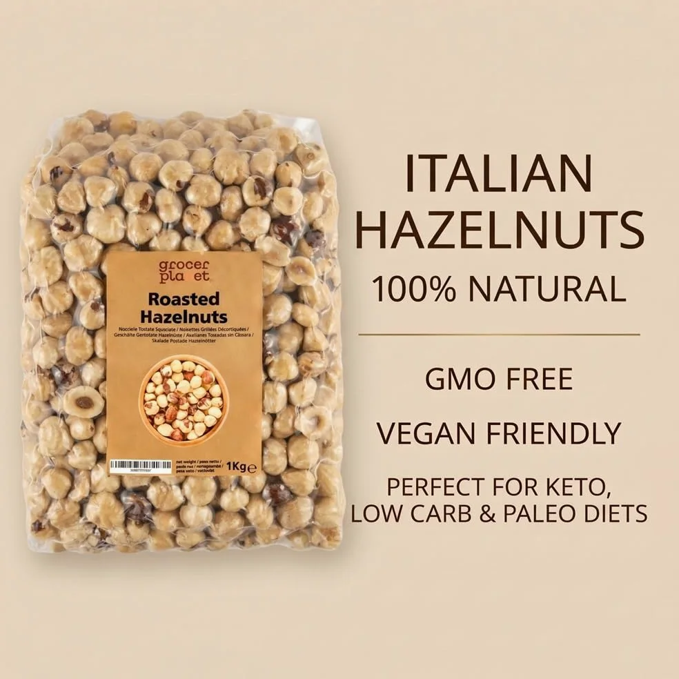 Grocer Planet - Nocciole Tostate Sgusciate Naturali (1Kg) | Non Salate | Origine Campania
