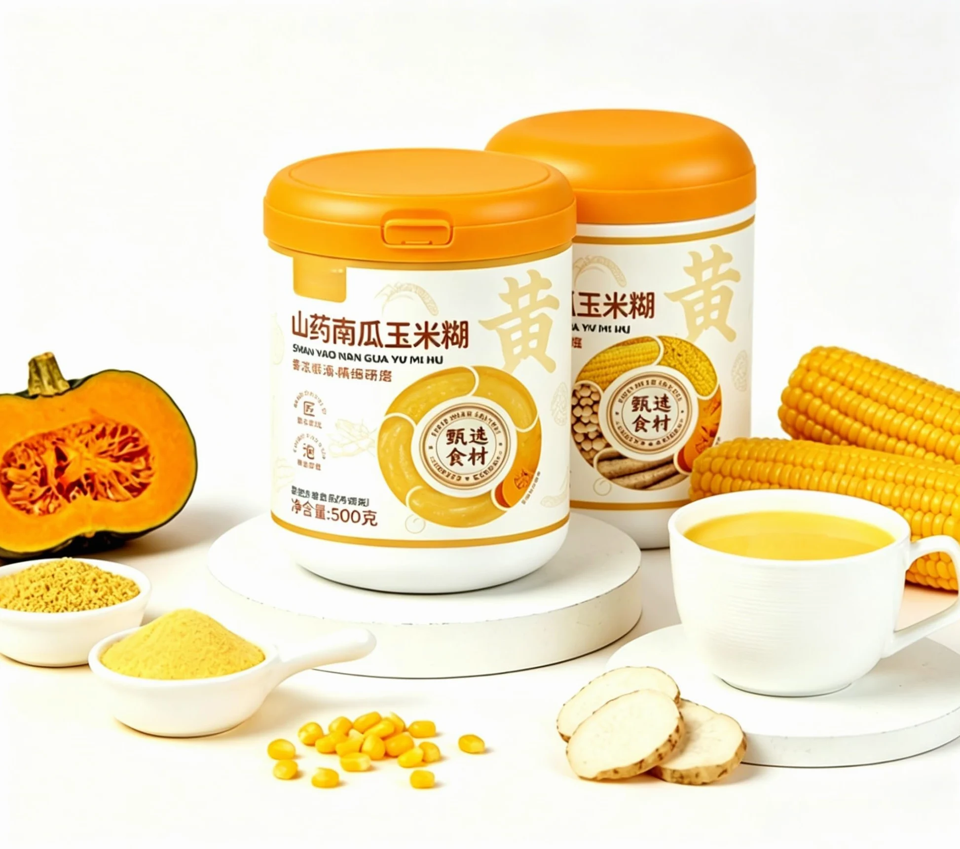 Polvere Di Mais Con Zucca E Igname Cinese, Senza Zucchero Raffinato, Colazione Veloce Vegana For Mattine Impegnative In Ufficio, Lattina Da 500 G(2pcs)