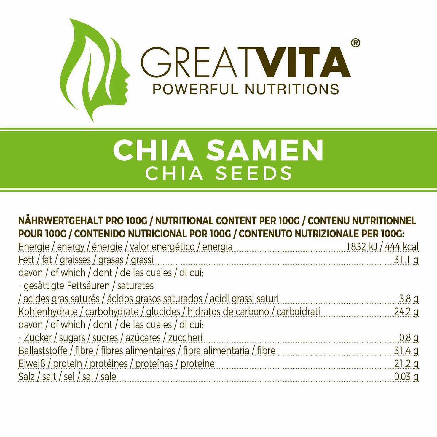 Semi di chia GreatVita, (1 x 4000 g) naturali non OGM