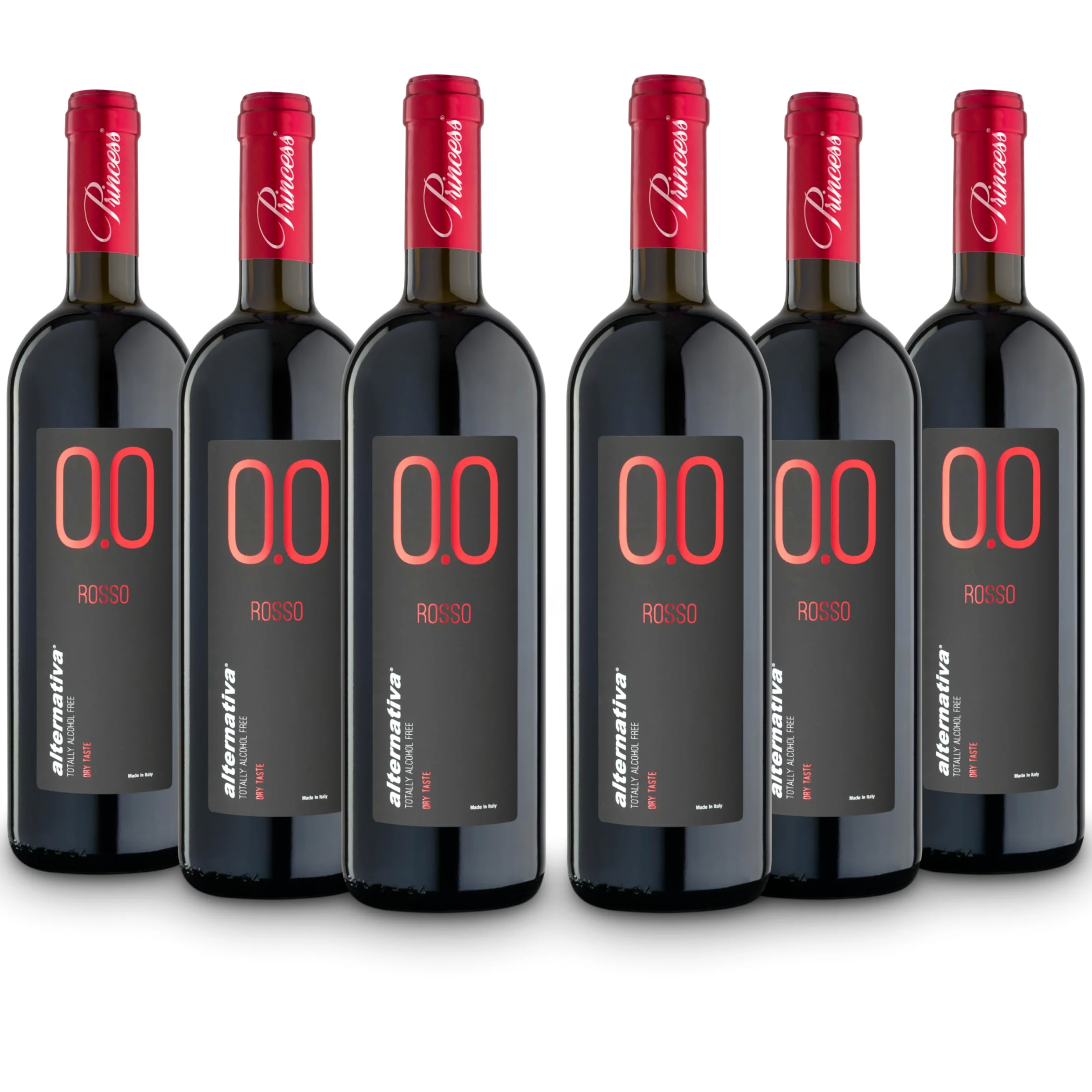ALTERNATIVA Rosso Dry Analcolico 0.0% - Dealcolato Italiano Senza Alcol - Ideale per Celebrazioni e Regali - Confezione da 6 Bottiglie da 750ml Alcool Free