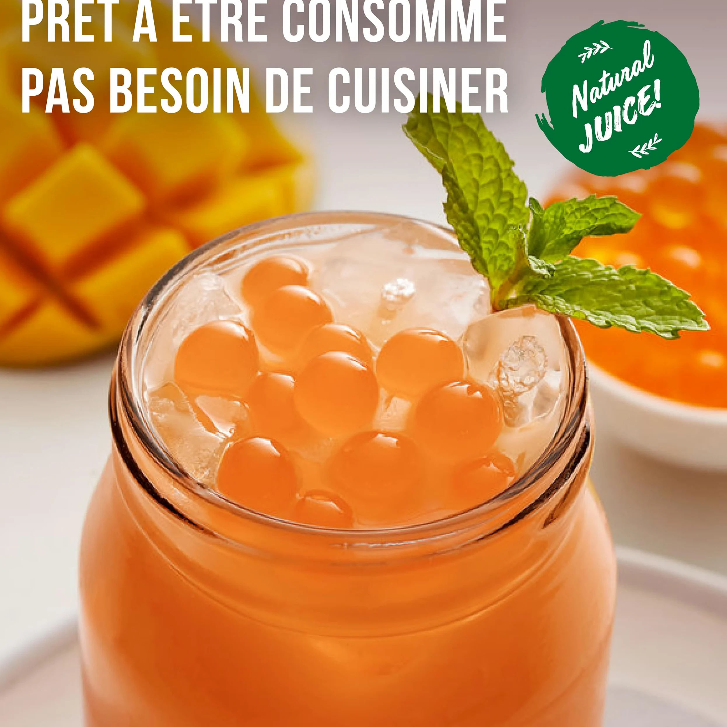 POPPING BOBA - Sferette alla frutta per Bubble Tea - Pesca - 1 kg - nessun colorante artificiale, basso contenuto di zucchero, succo di frutta vero, 100% vegan e senza glutine