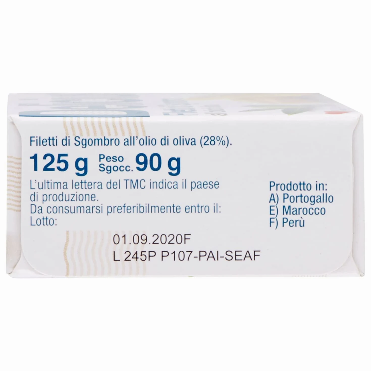 Scatola di Filetti di Sgombro in olio di oliva, 125g (10 pezzi)