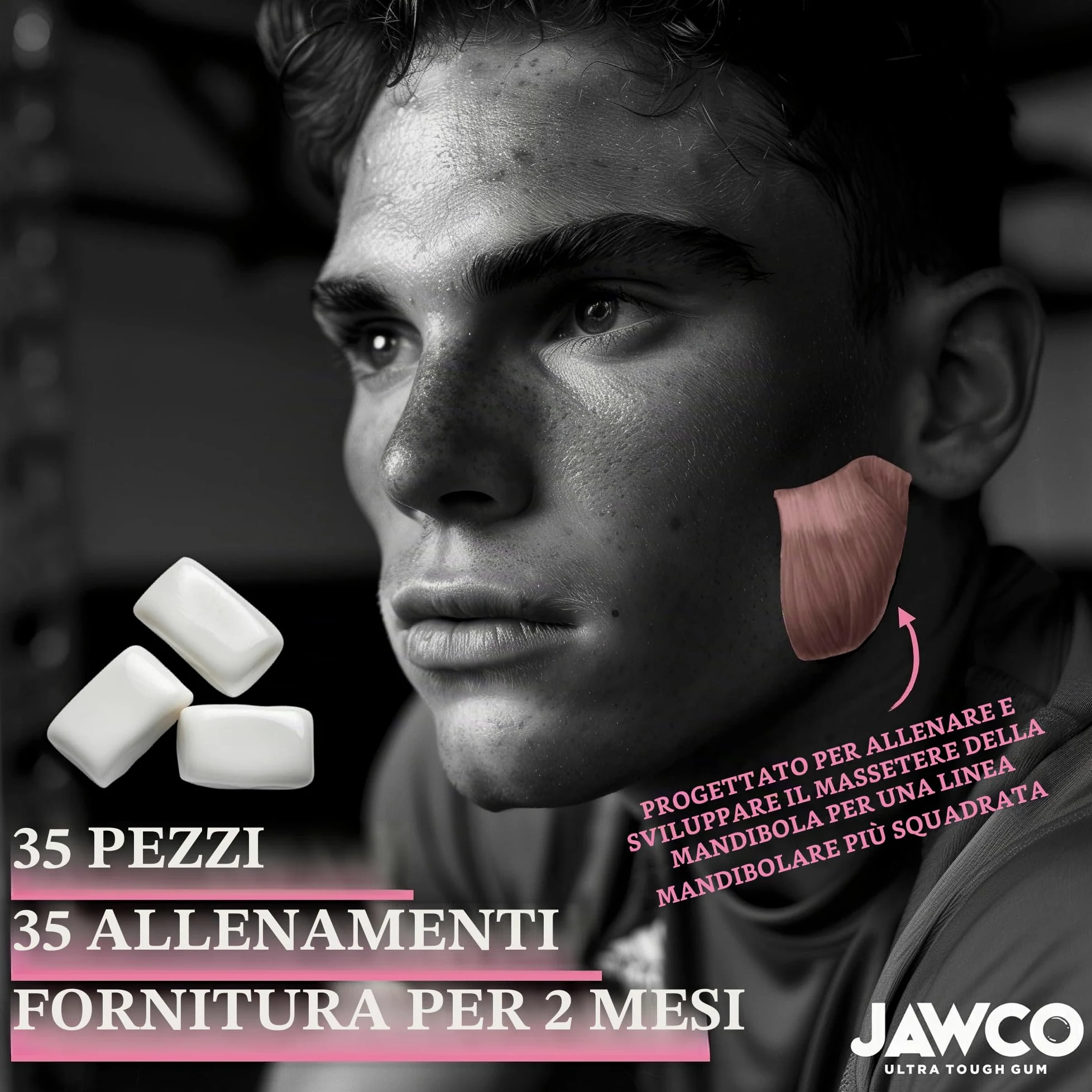 Gomma da masticare JAWCO Ultra-resistente per il contorno della mascella | Ottieni un contorno della mascella più forte e squadrato | Gomma dura per l'allenamento della mascella | Cesella, scolpisci