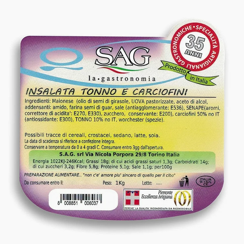 Insalata Tramezzino, tonno e carciofini, (Confezione 1 pz. da Kg) - SAG