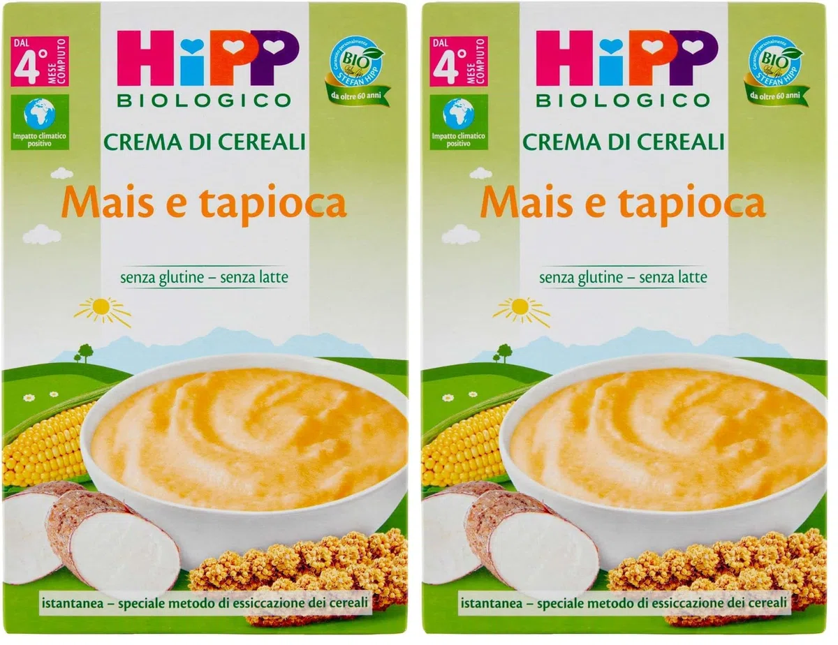 Hipp Biologico Crema Di Cereali Mais Tapioca Bio, 200g (Confezione da 2)