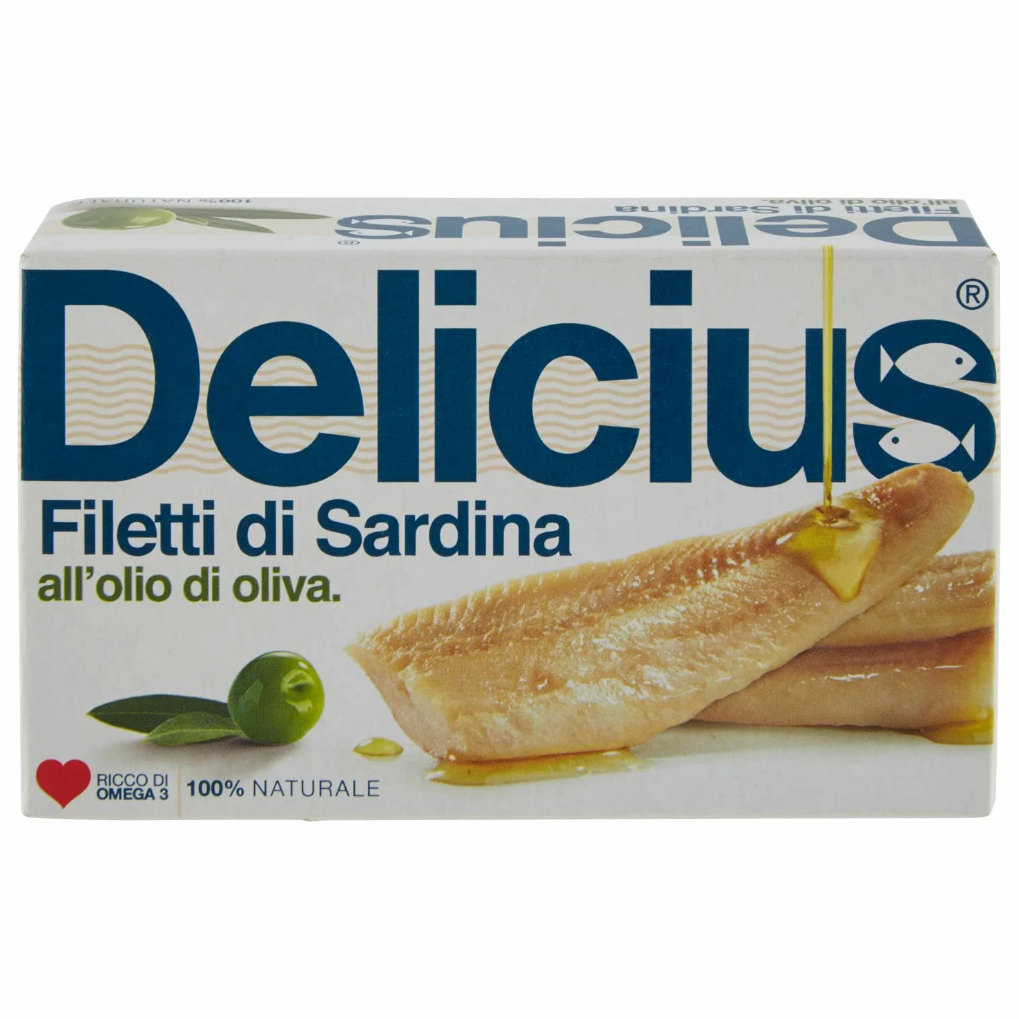 Delicius Scatola di Filetti di Sardina in olio di oliva, 120G (10 pezzi)