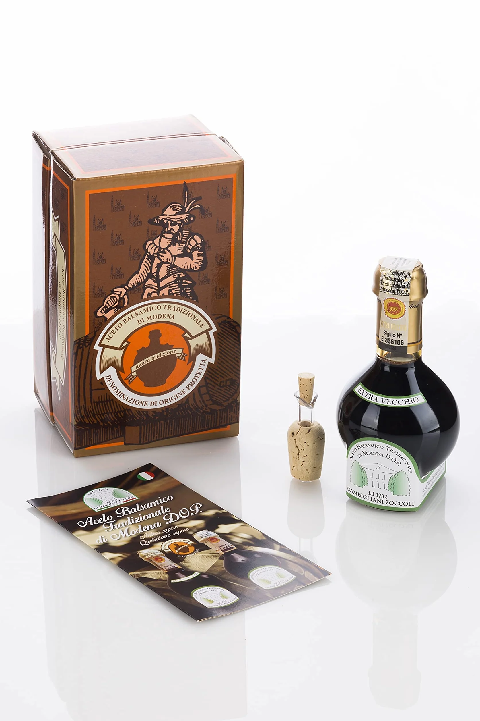 GAMBIGLIANI ZOCCOLI – ACETO BALSAMICO TRADIZIONALE DI MODENA CERTIFICATO D.O.P. OLTRE 25 ANNI D'INVECCHIAMENTO. Confezionato nel cofanetto ufficiale del consorzio produttori Antiche Acetaie