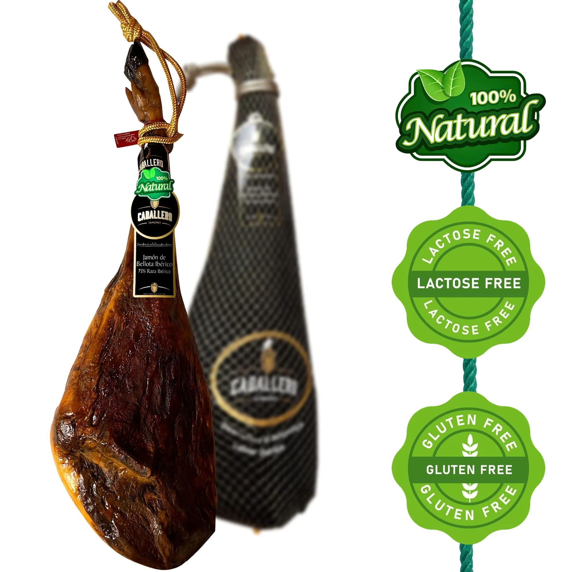 Prosciutto Iberico Bellota intero con osso Spagnolo (Jamon Iberico Bellota) 8–9 kg | Stagionato naturalmente 48+ mesi | Senza additivi | Certificato CERTICALIDAD | Prodotto in Spagna da The Black Hoof