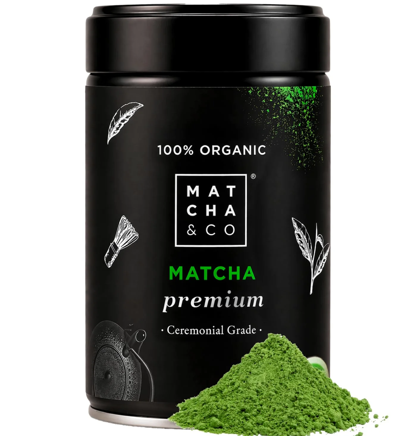 Tè Matcha Ceremoniale Premium 100% biologico di alta qualità, 80g. Tè verde in polvere dal Giappone. Tè Matcha biologico di qualità cerimoniale.