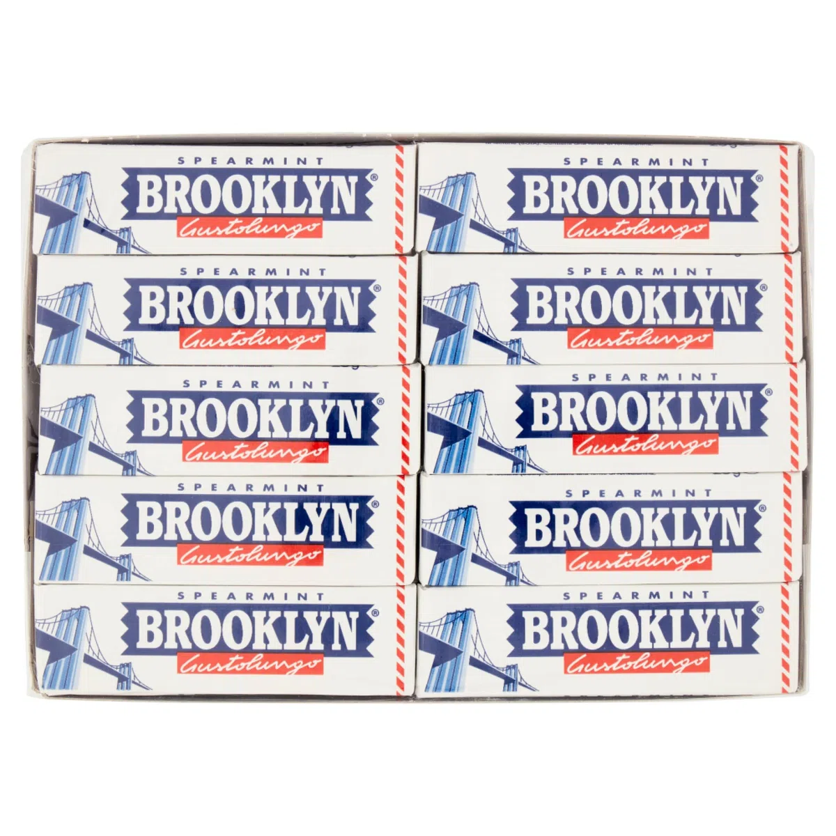 Brooklyn Chewing Gum in Lastrine, Gusto Spearmint, Menta, Senza glutine, 9 Unità, Confezione da 20 Stick, ottime da condividere