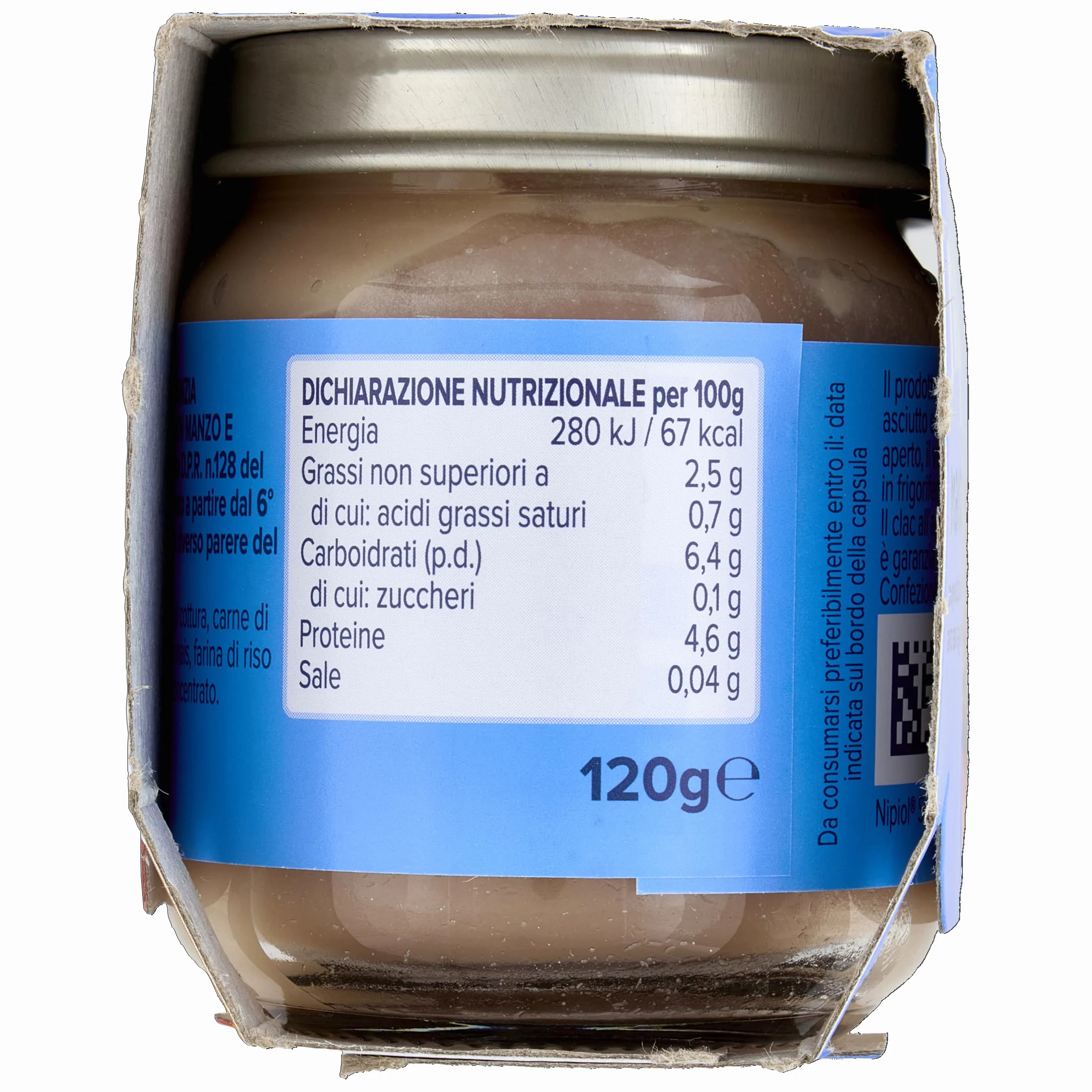 Nipiol Omogeneizzato Manzo - 2x120 g, 12 Confezioni