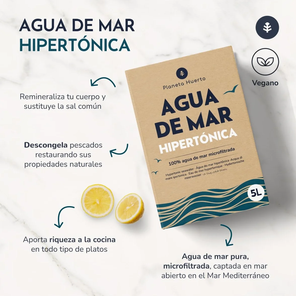 PIANETA ORTO | Acqua di Mare 20L Microfiltrata 100% pura proveniente dal Mar Mediterraneo - Acqua di mare per bere ipertonica Nutrienti essenziali intatti