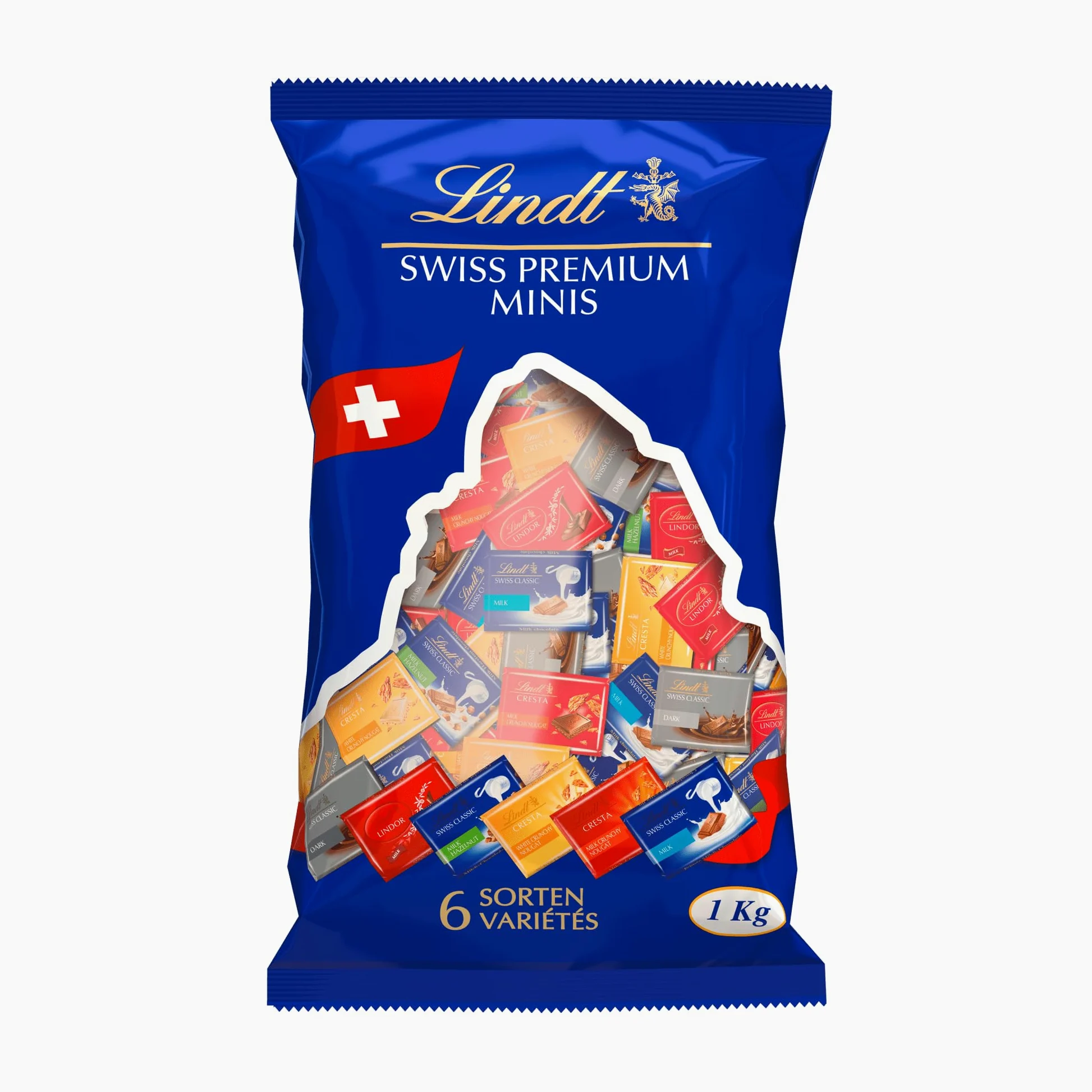 Lindt Napolitains Praline di Cioccolato al Latte, Fondente, con Nocciole, 150 Cioccolatini, in confezione assortita maxi formato 1kg