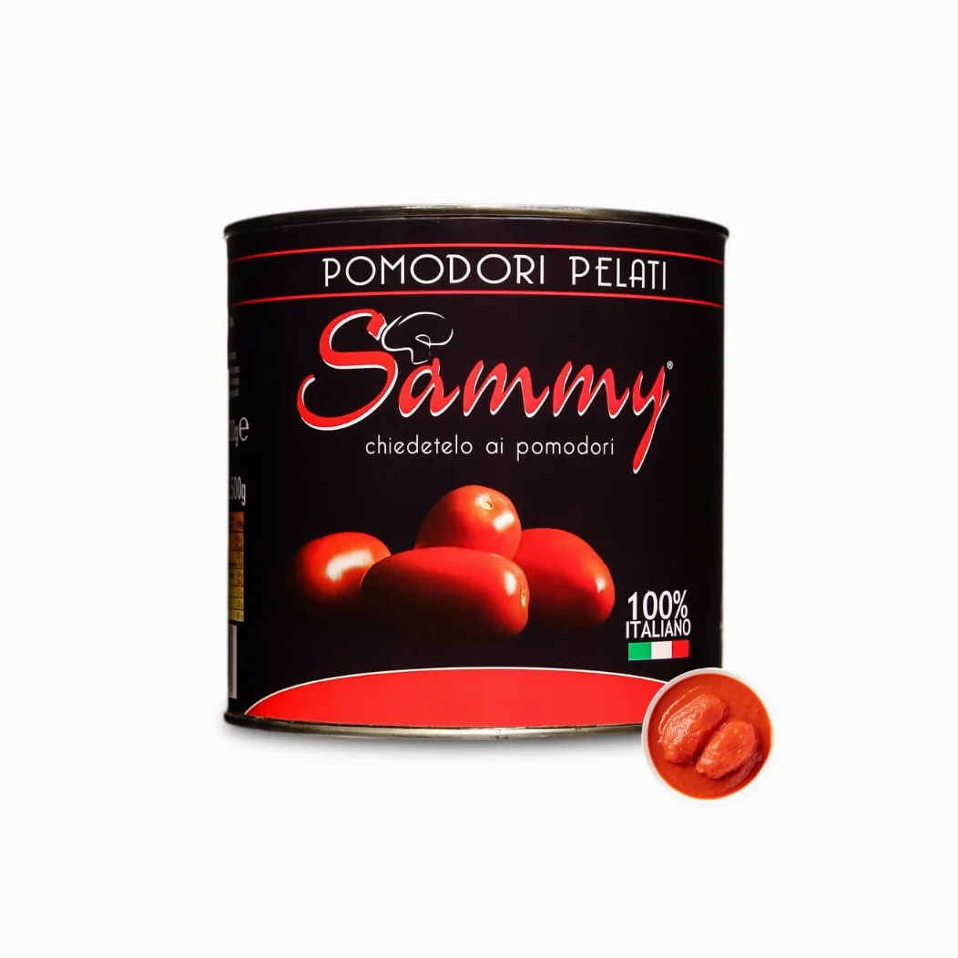 SAMMY - Pomodori Pelati, Ideali per Sughi e Ricette Gourmet, 100% Filiera Italiana, Gusto Dolce e Autentico, 6 Pezzi in Latta da 2500gr