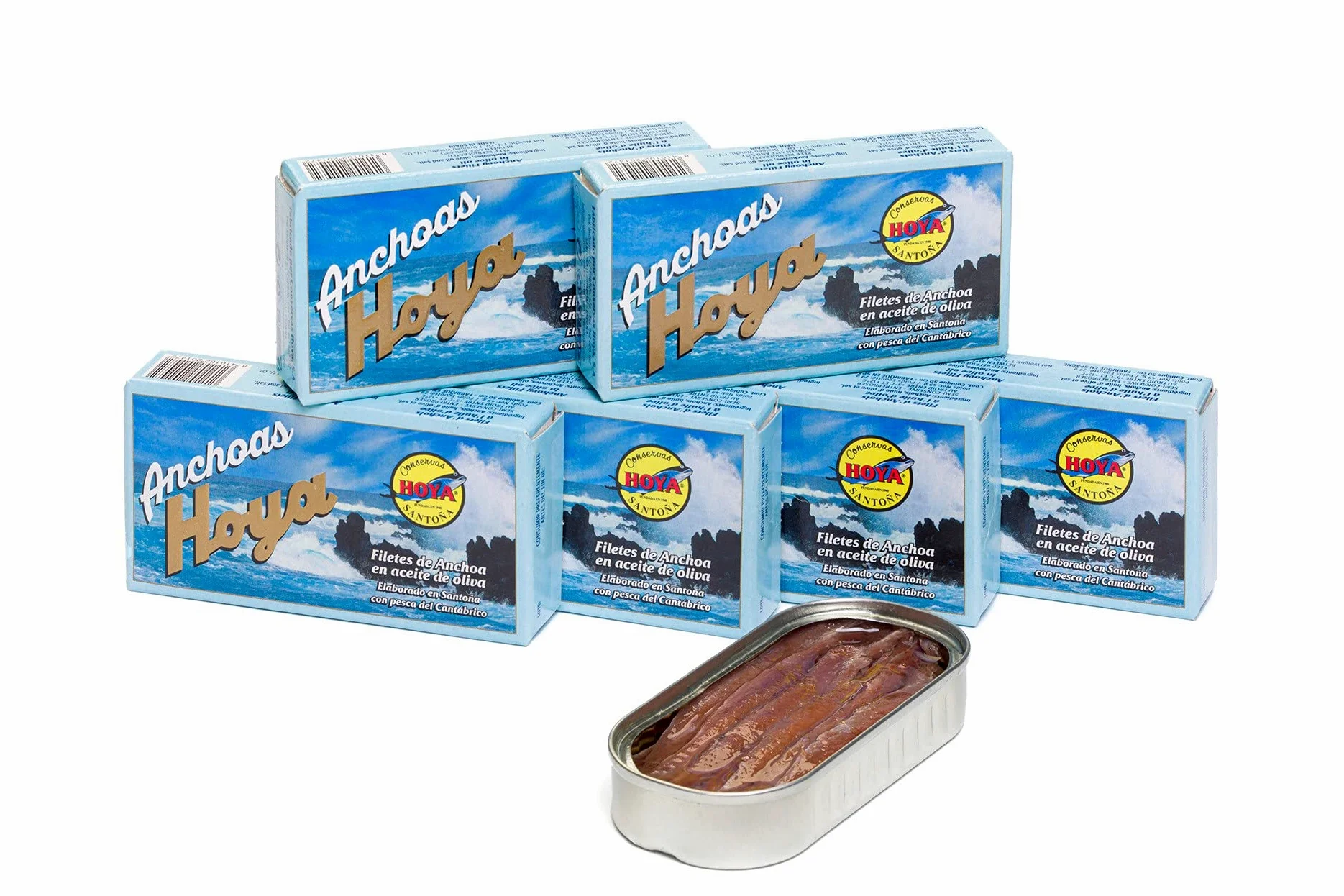 Hoya Santoña Acciughe del Cantabrico - Filetti di Alici sott'olio di Oliva, 6x 50g/8 filetti (300g/60 filetti)