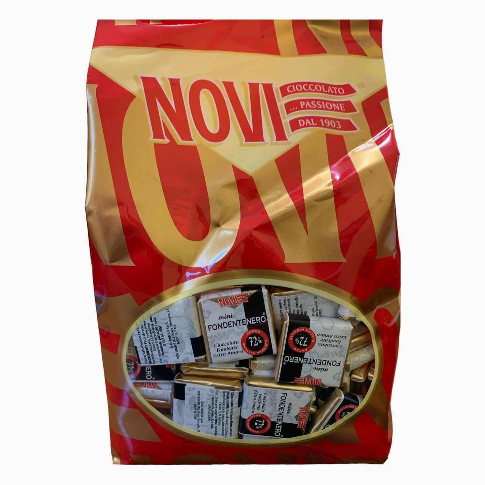 NOVI MINI TAVOLETTE FONDENTE 72% KG 1 PEZZI 180 CIRCA SENZA GLUTINE