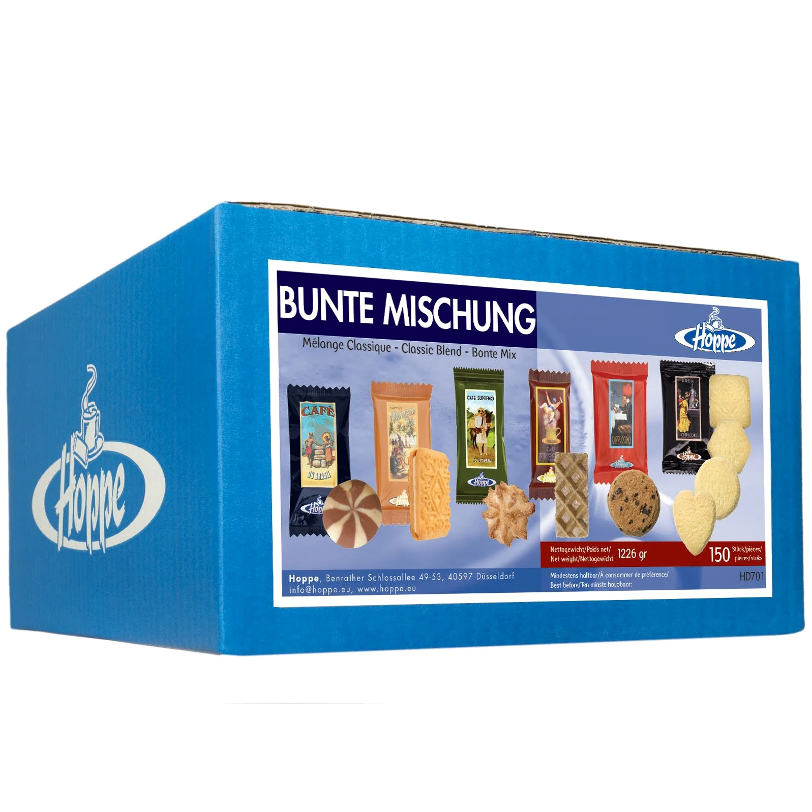 Hoppe Miscela Colorata, Biscotti, Plätzchen, 6 Tipi, Confezione Singola, 150 Pezzi, 1226g