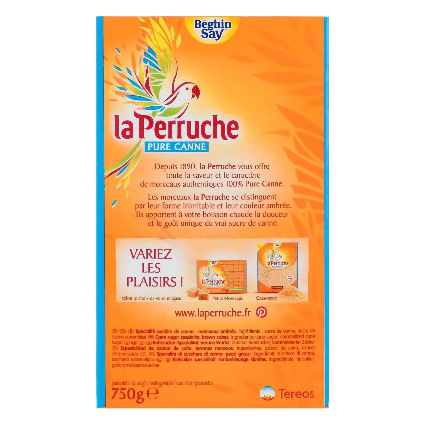 La Parrucche Zucchero, in pezzi puri, canna Beghin Say 750 g, confezione da 4, venduto in confezione