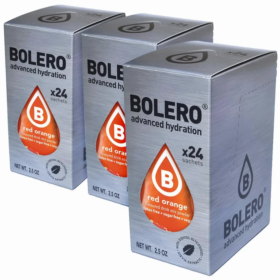 SET 72 BOLERO DA 3 GRAMMI RED ORANGE Preparato istantaneo per Bevande con Stevia e Vitamina C e Senza Zucchero