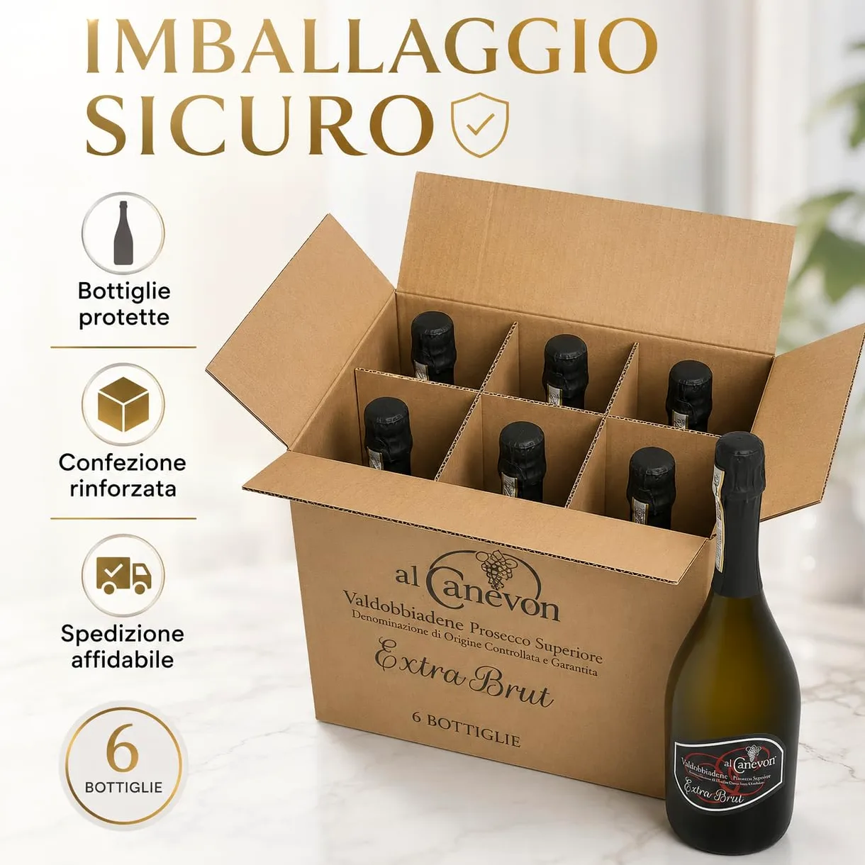 Prosecco Valdobbiadene Offerta Prosecco Superiore Extra Brut DOCG Conegliano Valdobbiadene - Si Abbina Con Dolci a Base Di Cioccolato 750ML