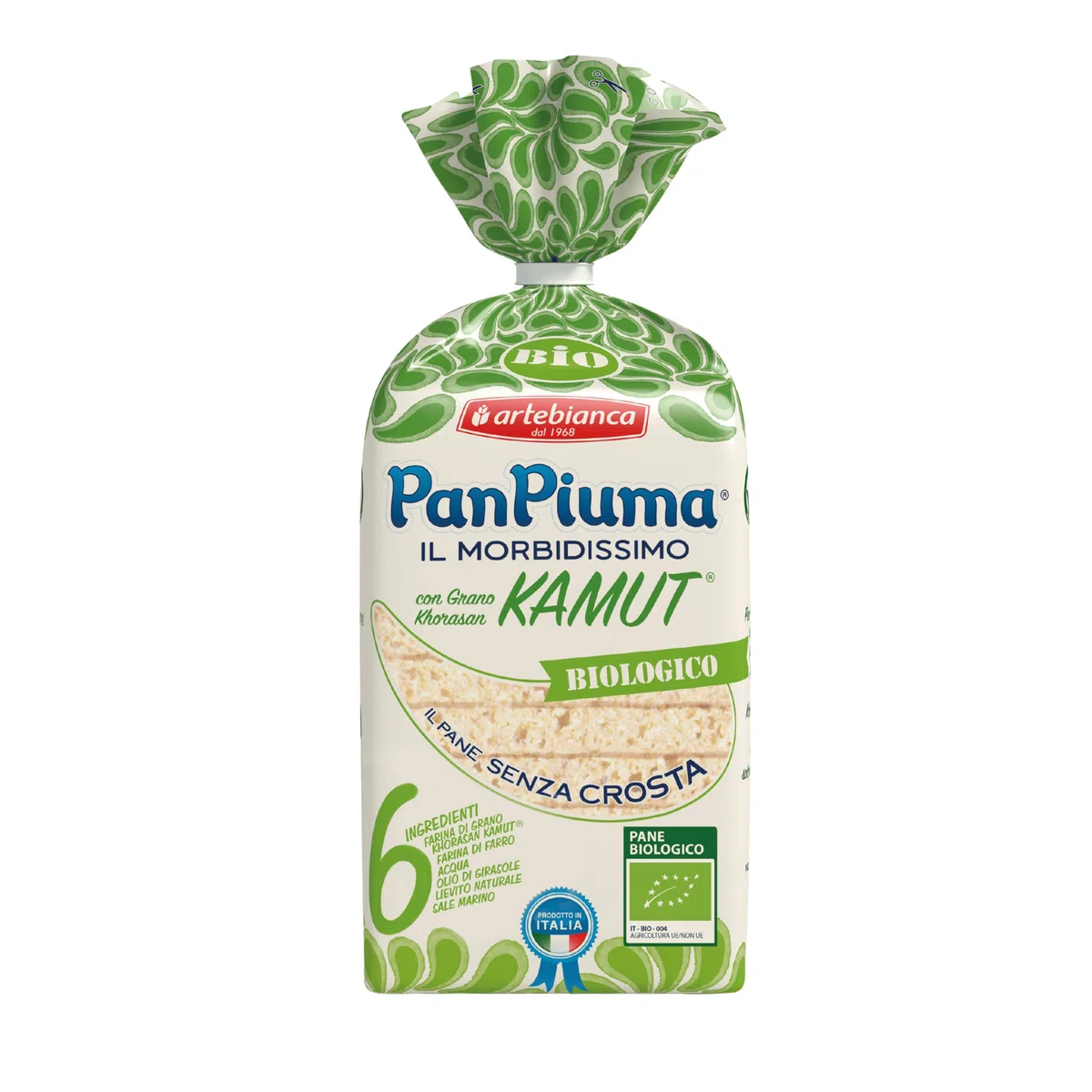 Pan Piuma Pane Morbido BIOLOGICO con Farina di Kamut (6 pezzi da 300g)