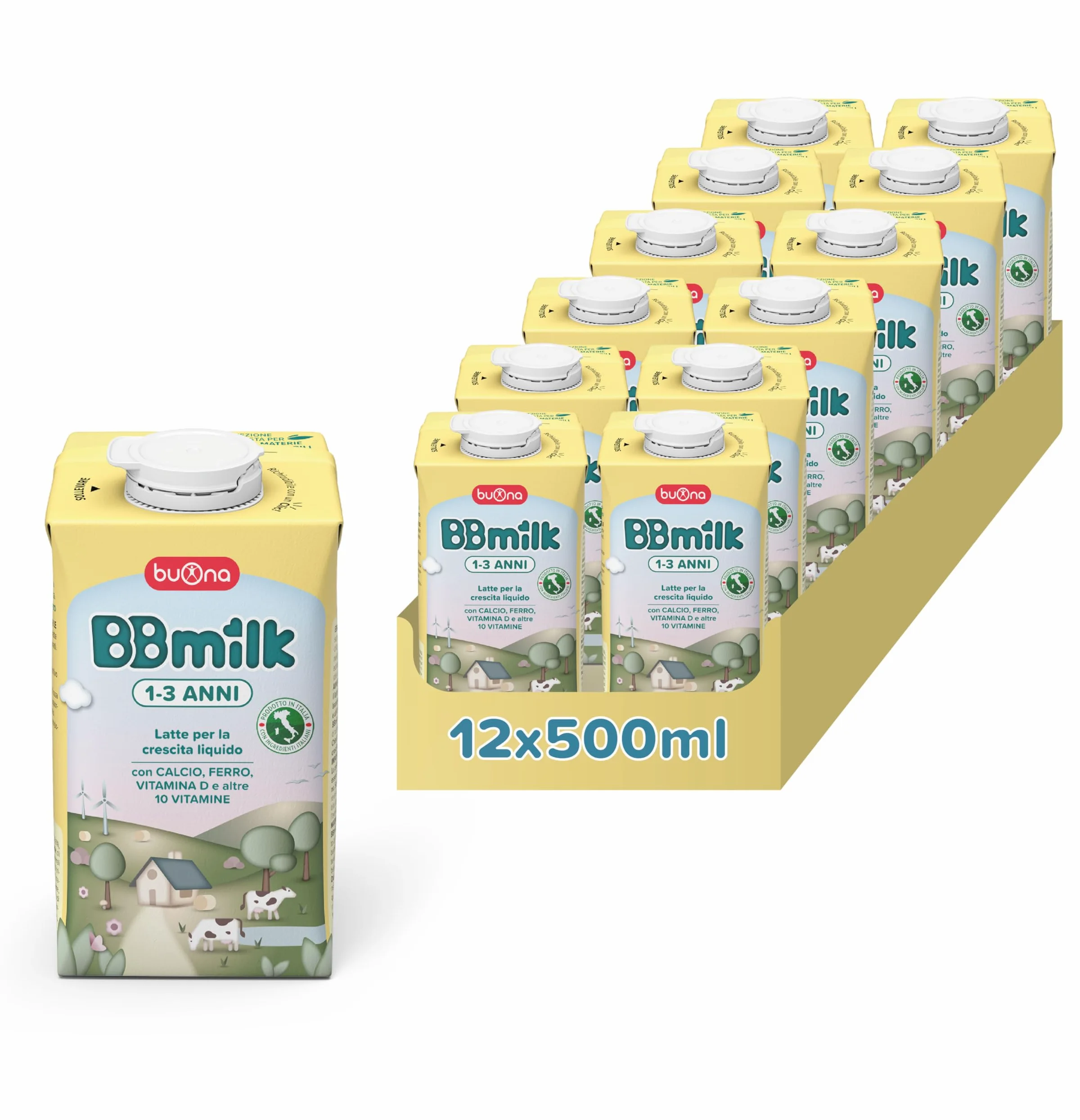 Buona Bb Milk 1-3 anni Liquido Alimento a Fini Medici Speciali per Lattanti Coliche, Stipsi e Disturbi Gastrointestinali Minori Con Postbiotico Latte 1 Liquido Pronto all’Uso dalla Nascita