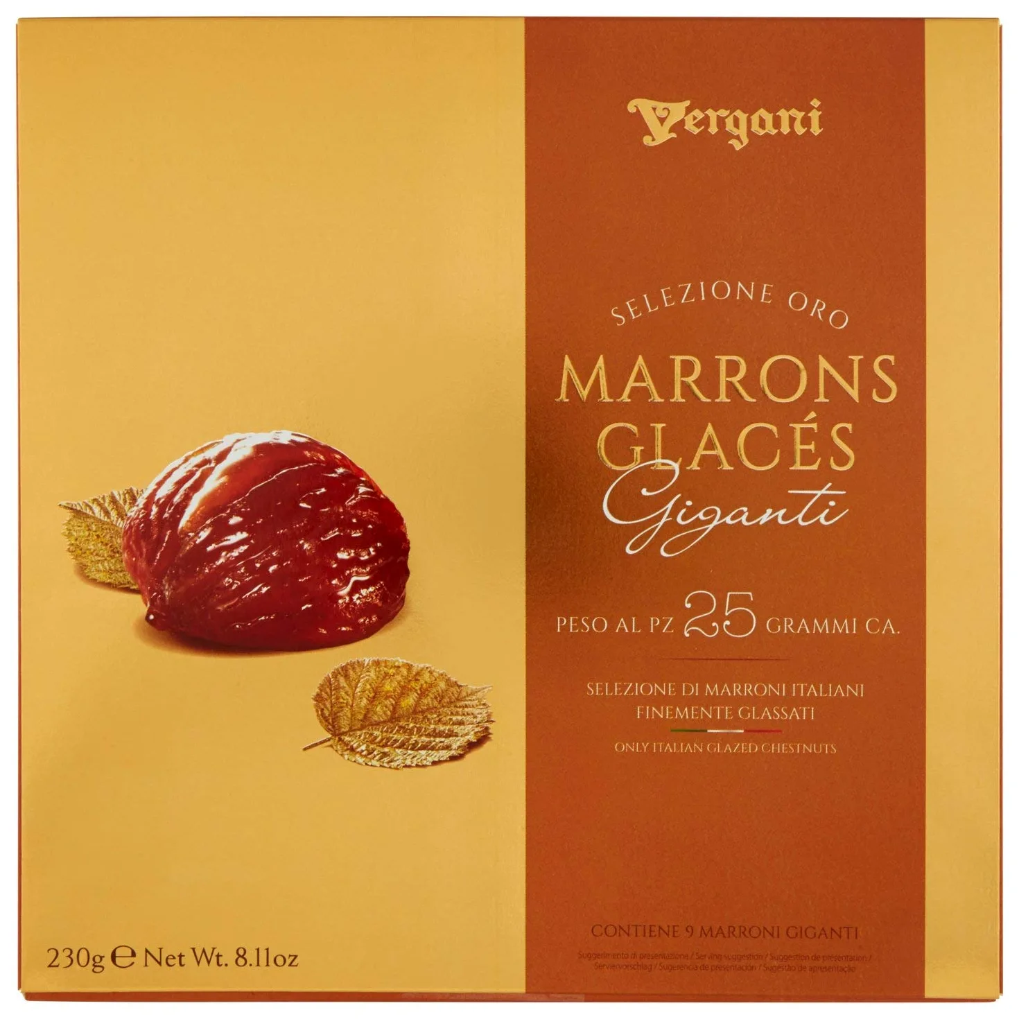 Vergani Marron Glace Interi Confezionati Singolarmente, 230g