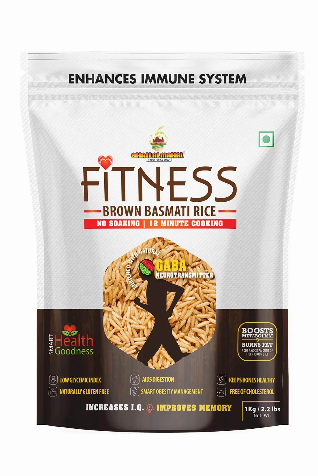 SHRILALMAHAL Riso Basmati Integrale Fitness (4 KG, Custodia)