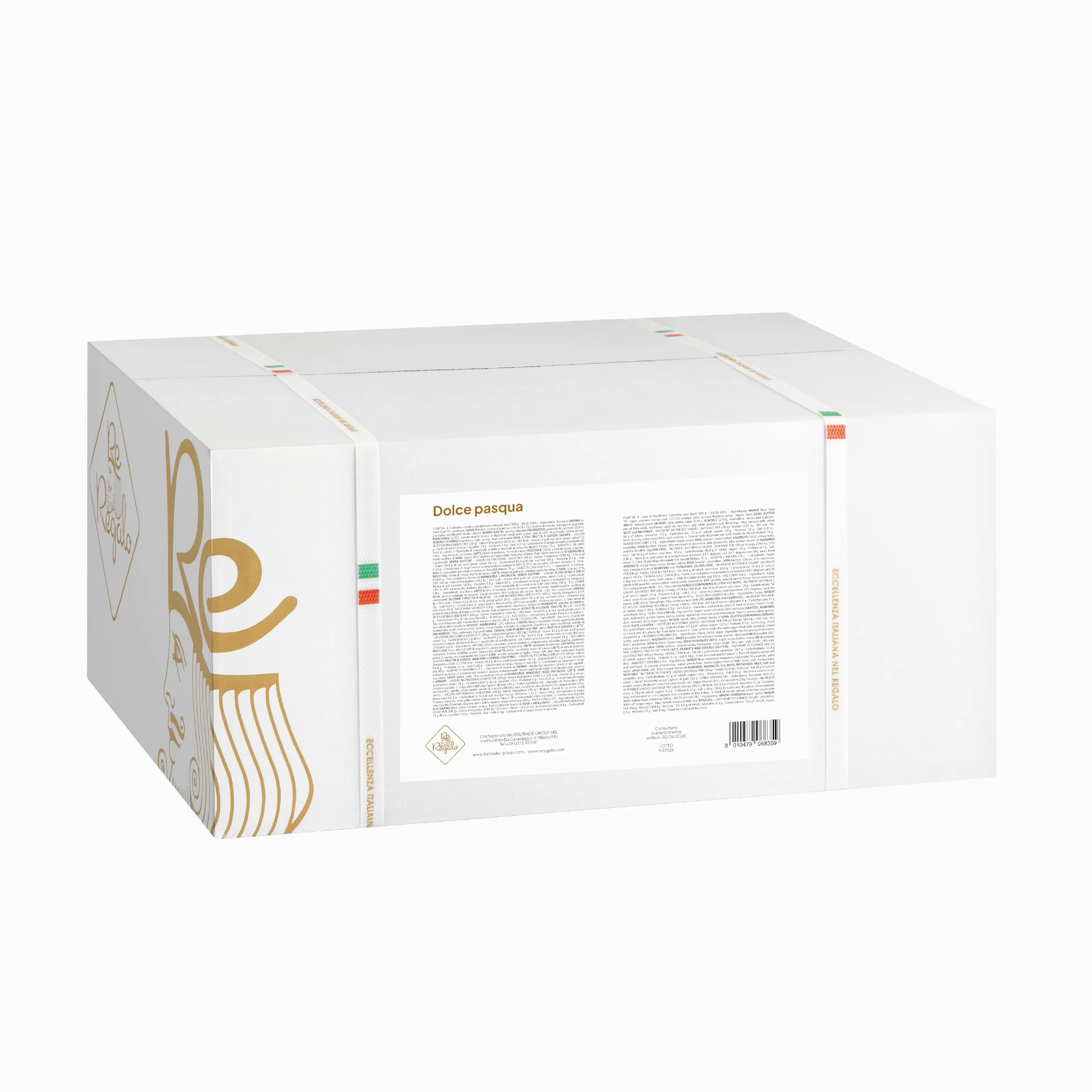 Re Regalo Confezione Regalo Dolce Pasqua 2026, 10 Pezzi con Colomba Bauli 500g, Uovo Del Conte 150g, Cioccolato Baratti & Milano, Ricciarelli, Pasta Jesce 500g e Sugo Arrabbiata, Idea Regalo Cesto