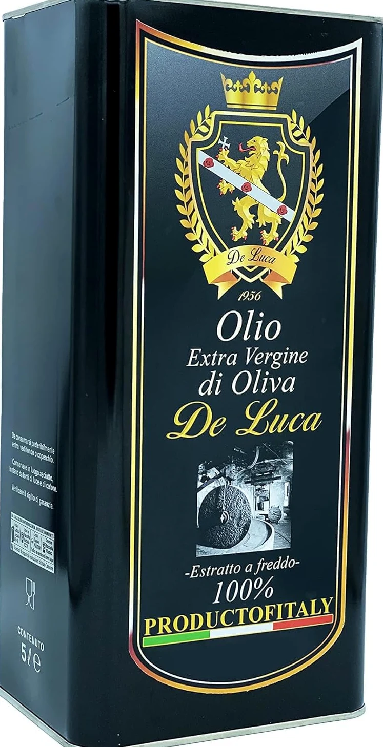 Olio Extravergine Di Oliva Evo 100% Italiano Monocoltura Carolea Estratto a Freddo Made In Italia De Luca L'eccellenza Italiana Che Fa Sognare Il Mondo (5 Litri)