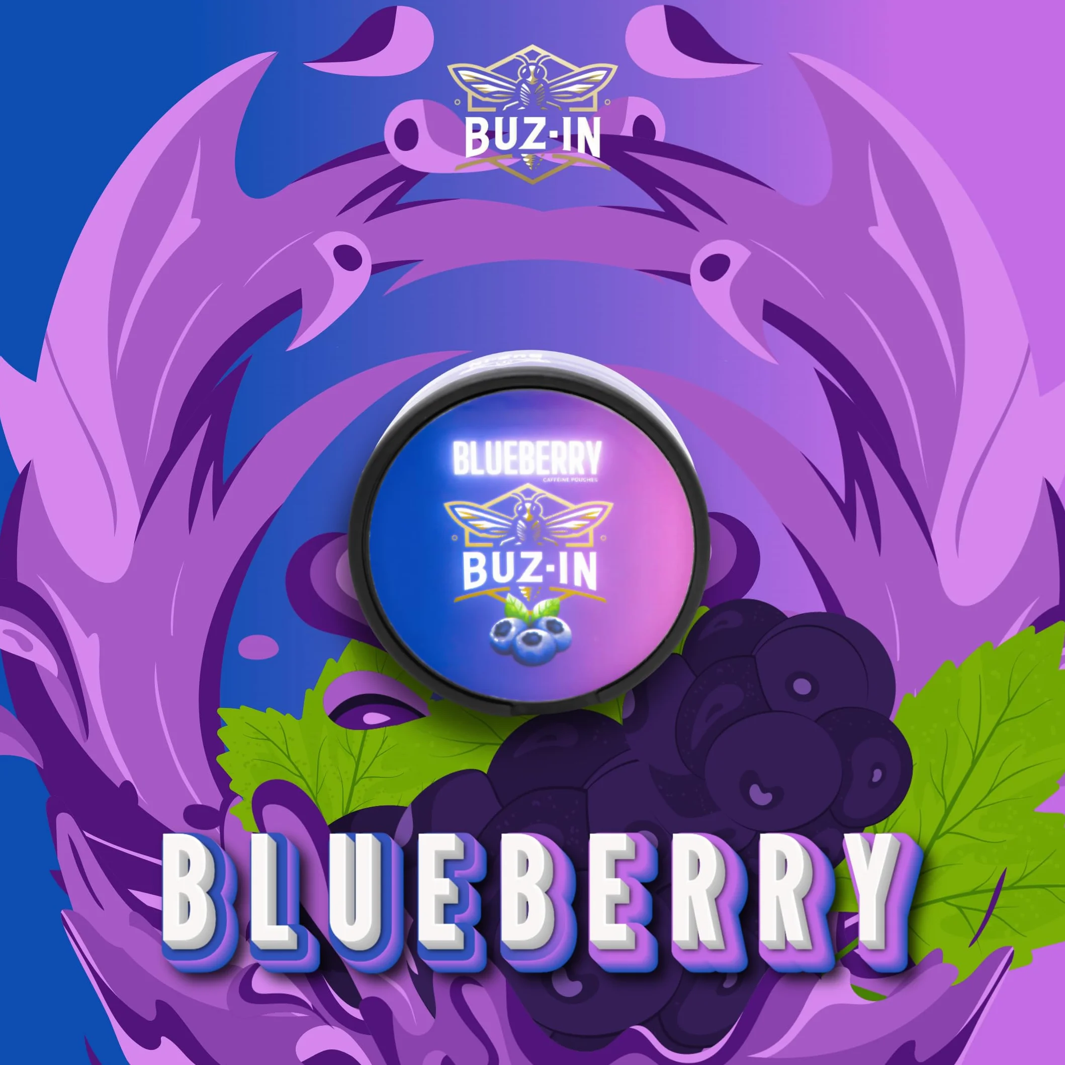 BUZ-IN | 60MG Caffeine Energy | 20 buste | 100% energia naturale l Ideale per atleti, appassionati di fitness, giocatori, amanti dei festival, viaggiatori - Il sostituto perfetto del caffè (mirtillo)