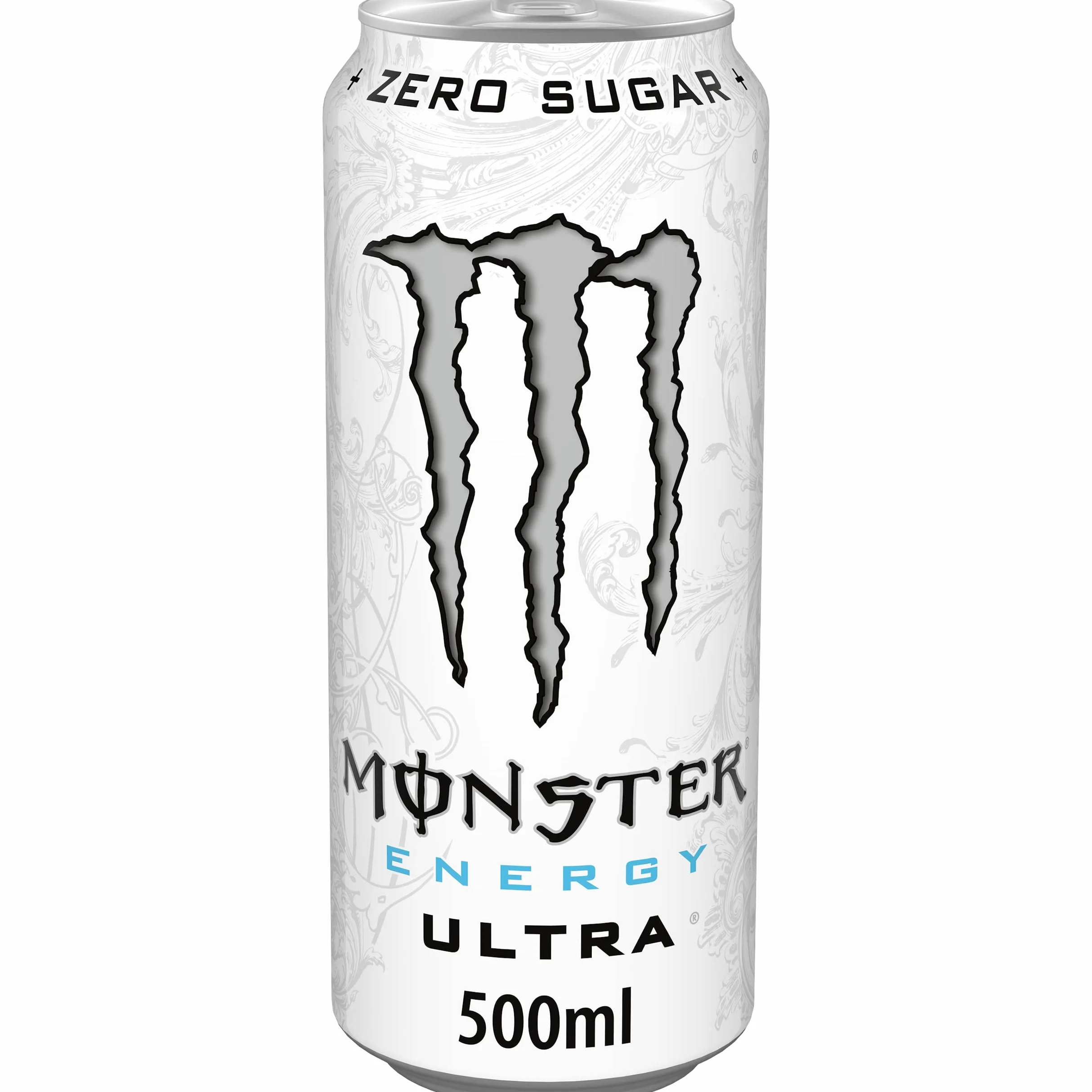 Monster Energy Ultra White – 24 Lattine da 500 ml, Energy Drink Zero Zuccheri e poche Calorie, Bevanda Energetica dal Gusto Leggero e Rinfrescante di Agrumi