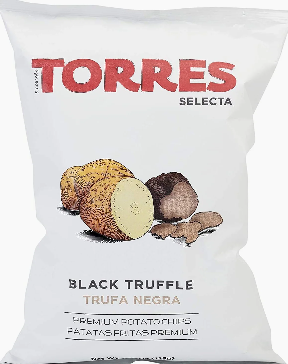 Torre s Patatine al tartufo | Gusto impareggiabile con texture traslucida | Perfettamente croccante | Senza glutine | Made in Catalunya, Spagna nord-orientale | 125g (confezione da 4)