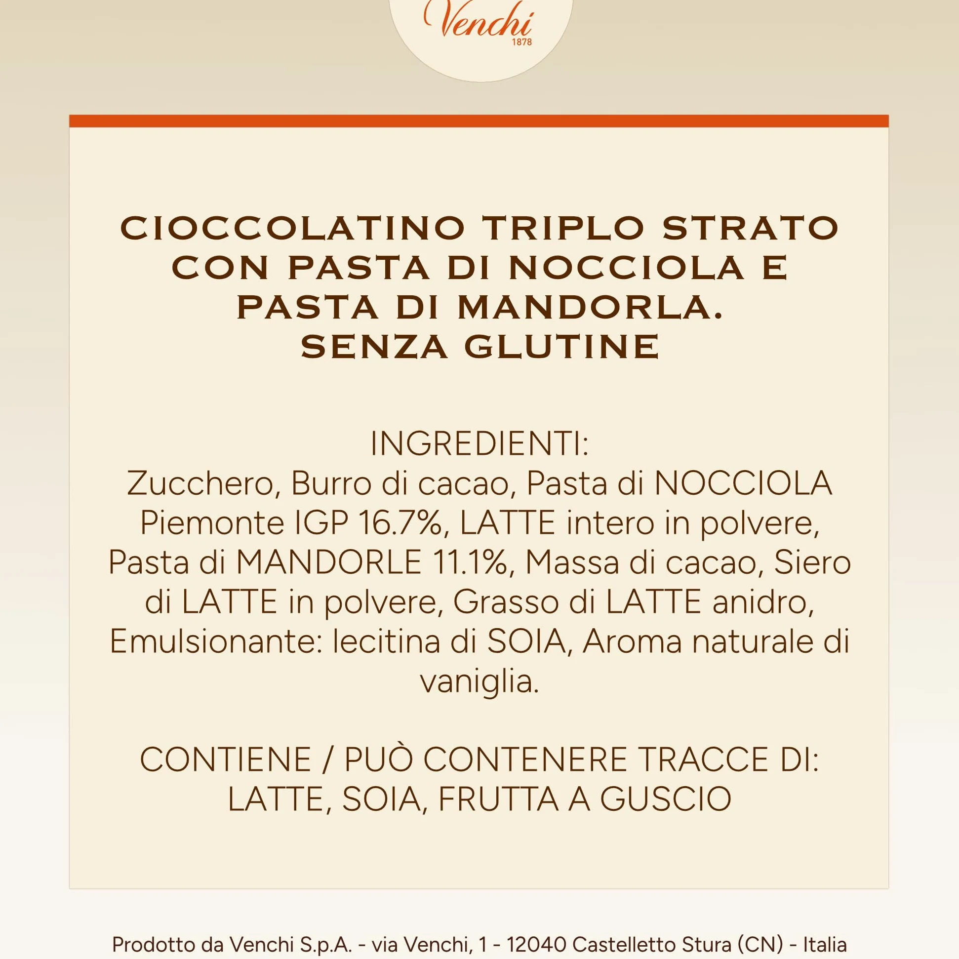 Venchi - Cremini 1878, Cioccolatini Triplo Strato con Pasta di "Nocciola Piemonte IGP" e Mandorla, 1 Kg, Senza Glutine, Senza Coloranti e Senza Conservanti