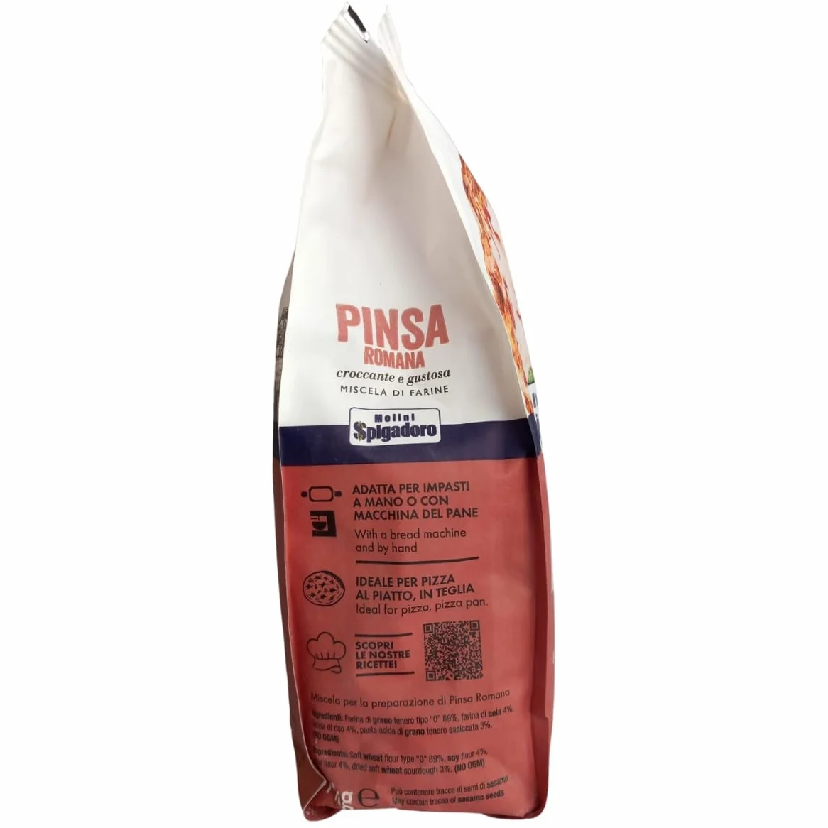 Molini Spigadoro Mix Pinsa Romana (10pezzi x 1kg) miscela con farina da grano 100% Italiano, Decorticato e farina di riso e soia, ottima per pizza e impasti ad alta idratazione