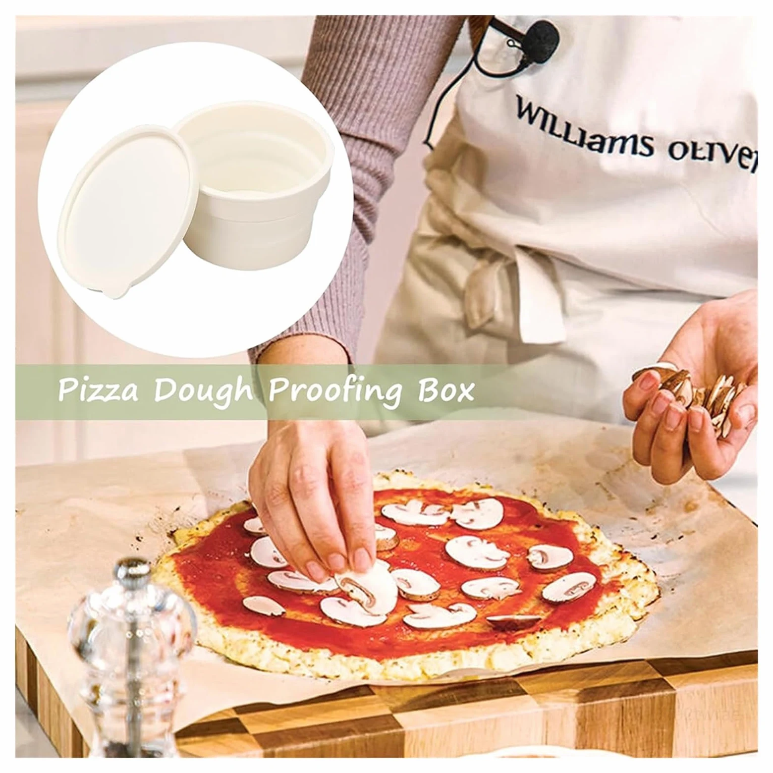 Scatola for la lievitazione della pizza impilabile, accessori da cucina for cottura del pane(2pc White)