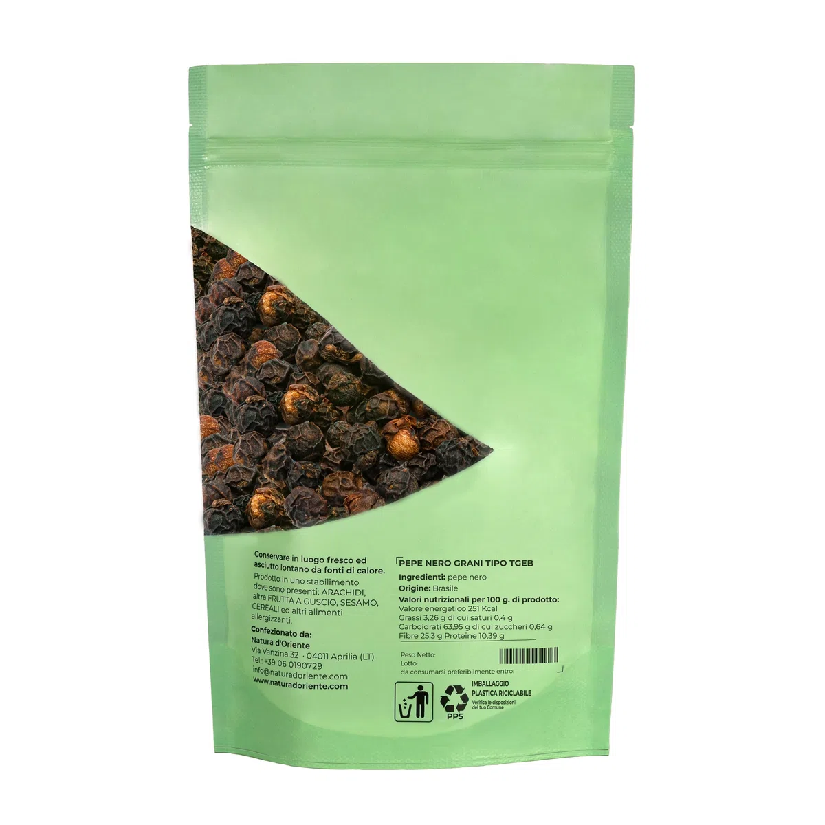 NATURA D'ORIENTE | Pepe nero in grani tipo TGEB 750g 100% di Qualità