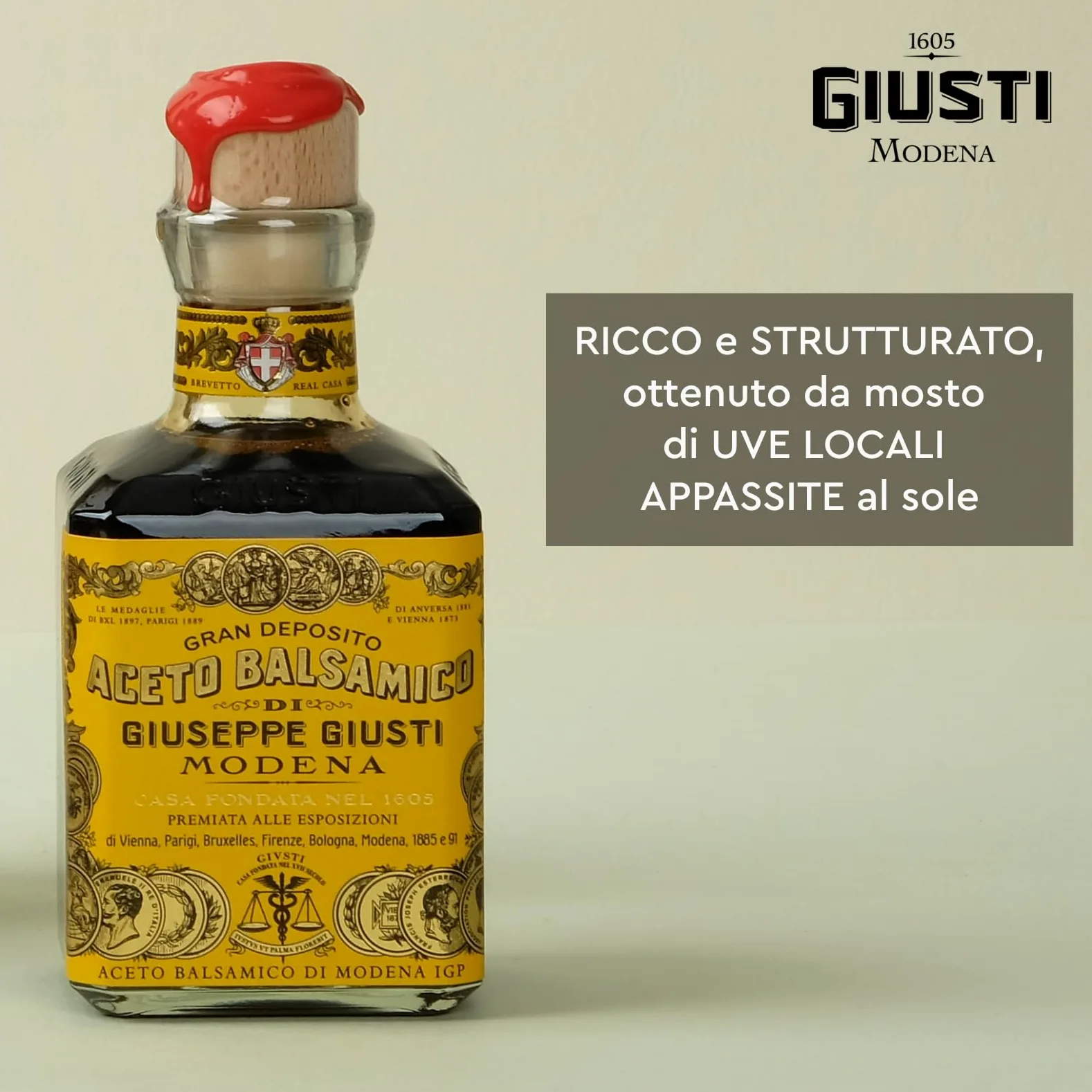Giusti - Aceto Balsamico di Modena IGP 4 Medaglie d’oro – Cubica 250ml con astuccio