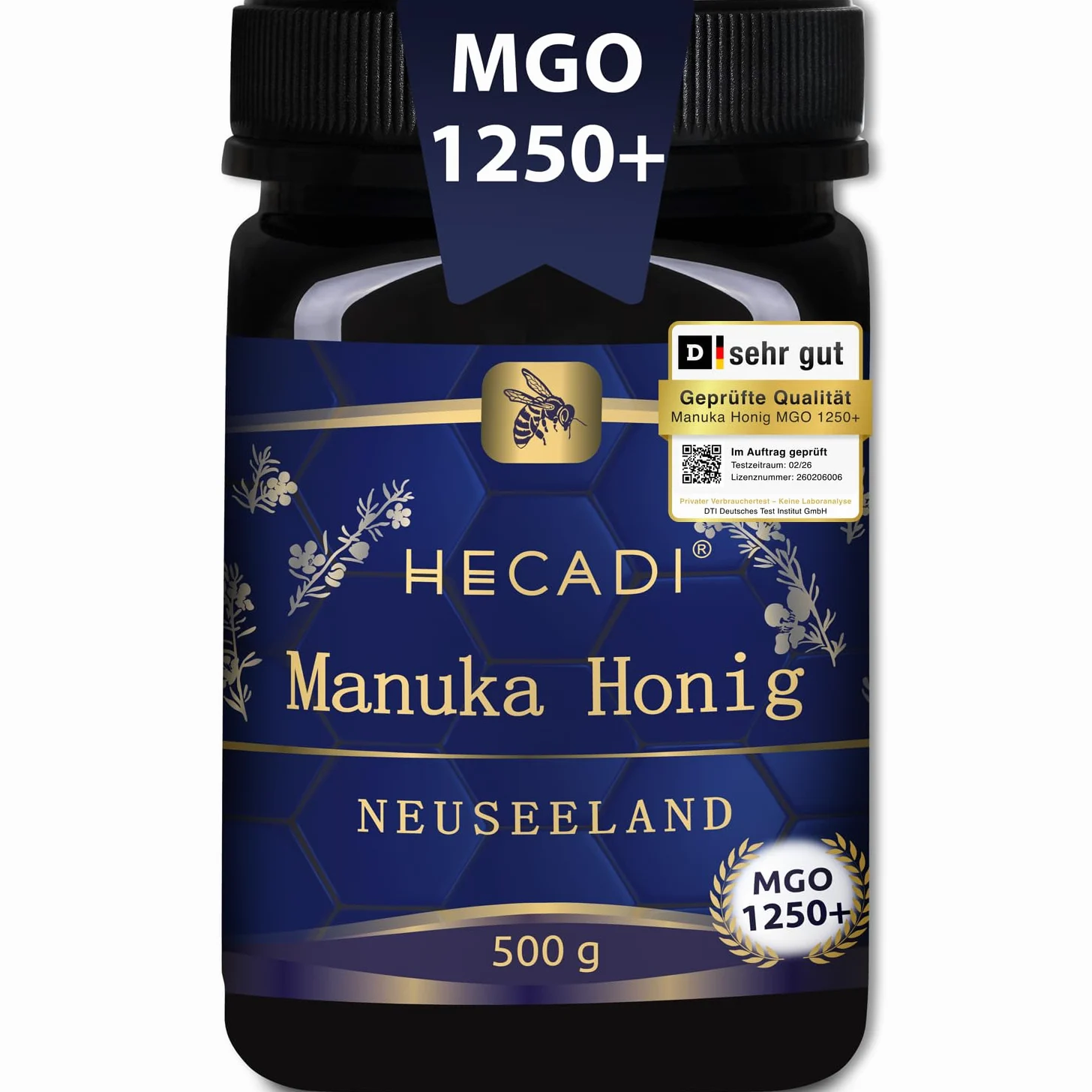 Miele di Manuka 1250+ Originale della Nuova Zelanda, con contenuto di MGO confermato 500g