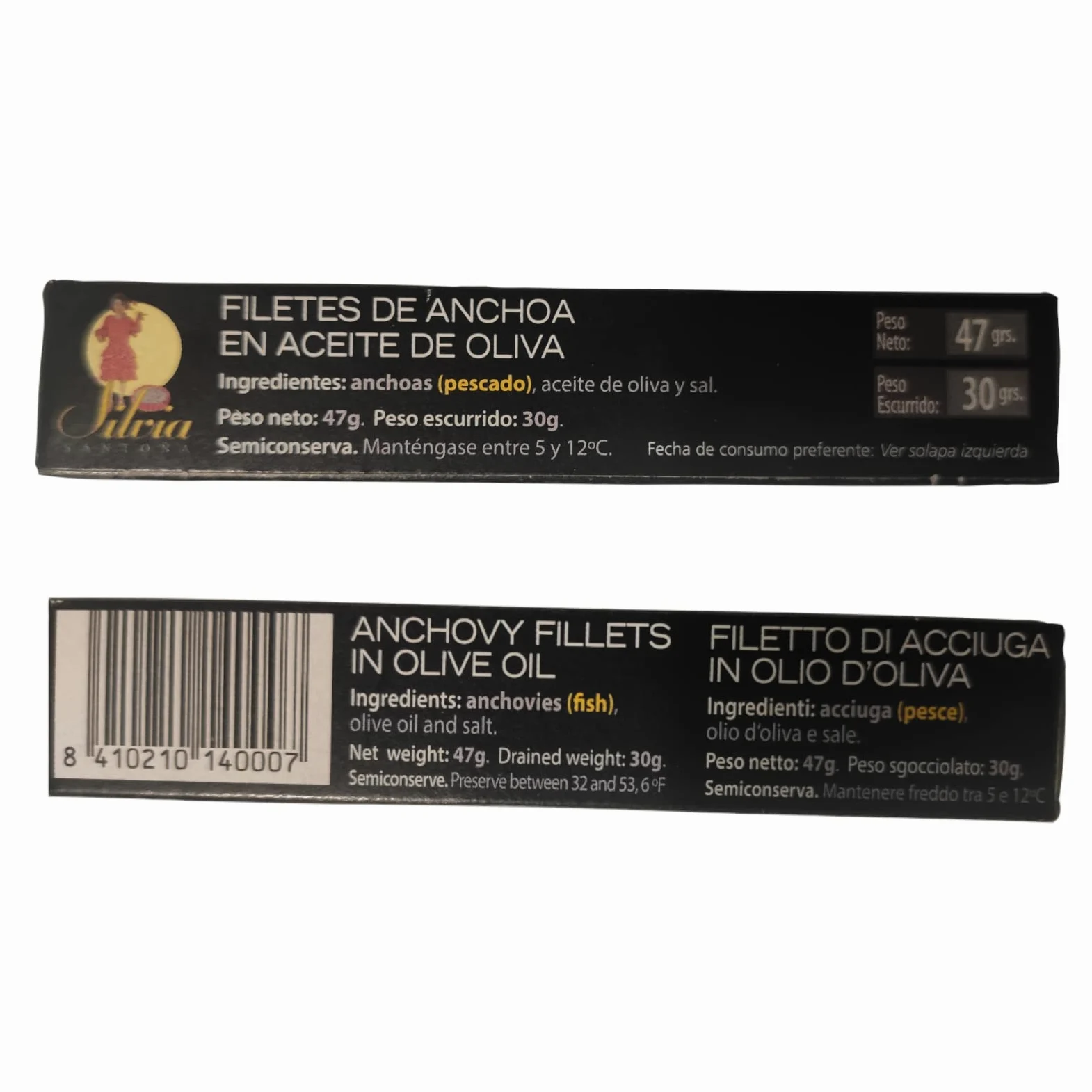 10 Confezioni di Filetti di Acciughe del mar Cantabrico 47g Silvia Conserva Seleccion